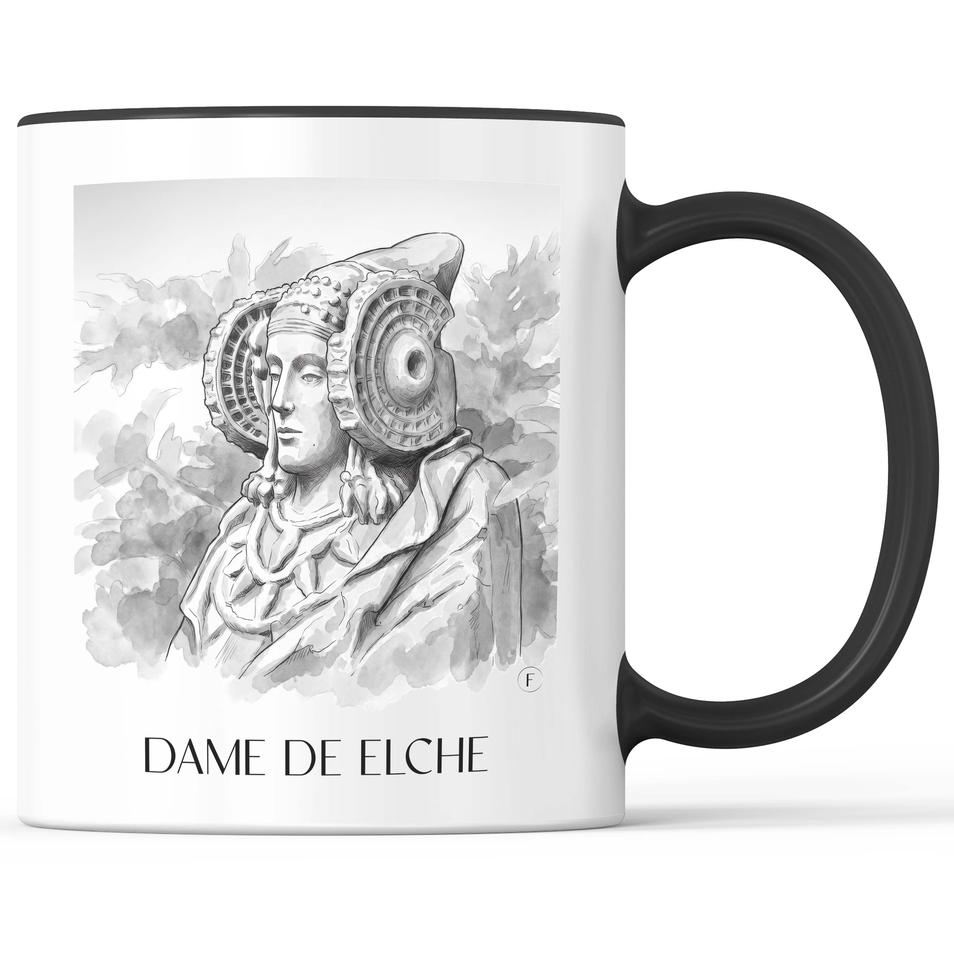 dama-de-elche-spanien-spanien-kaffeebecher-aquarell-schwarz-weiss