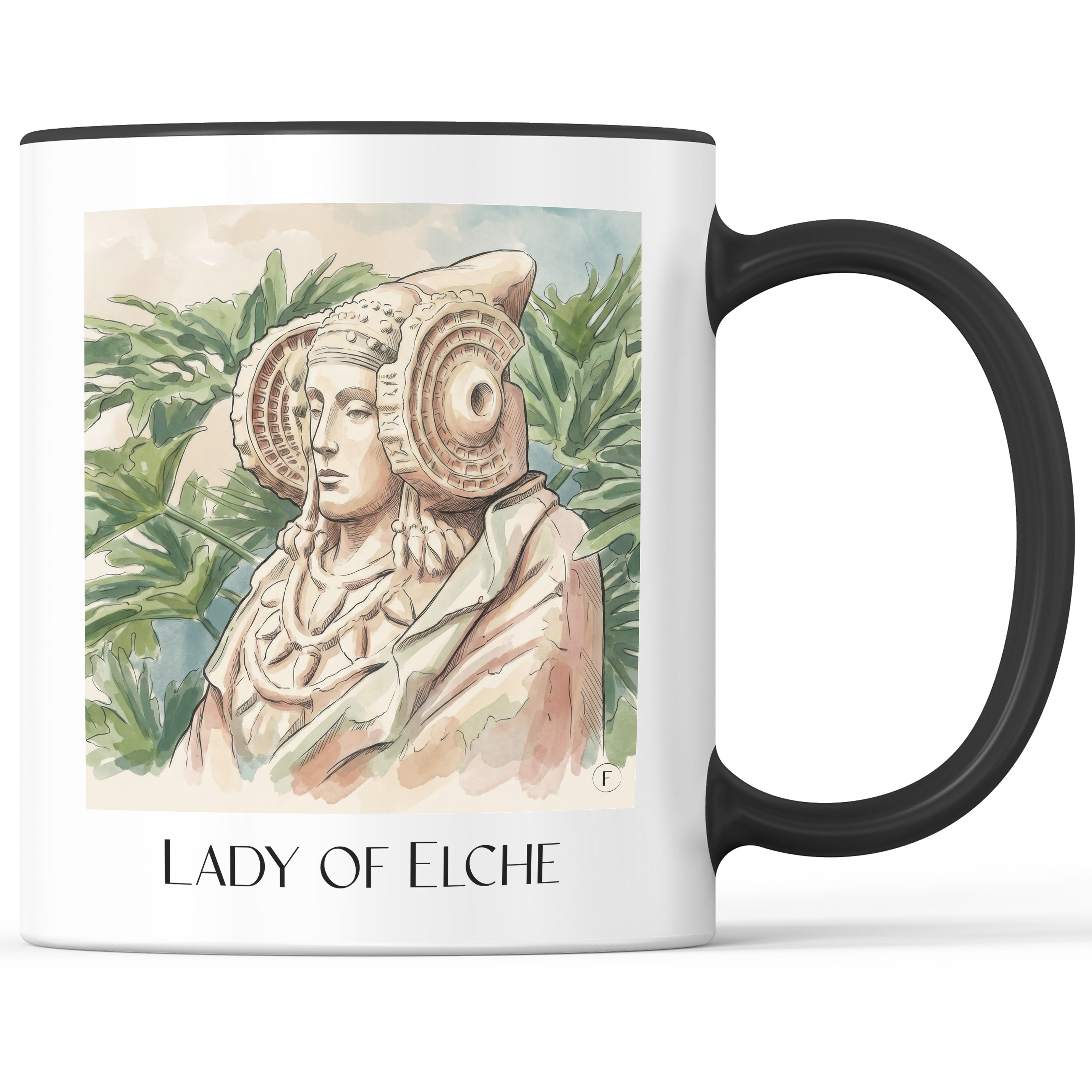 Dama de Elche Kaffeebecher - Spanien - Spanien Becher - Kaffeetasse im Aquarell Stil - favplace