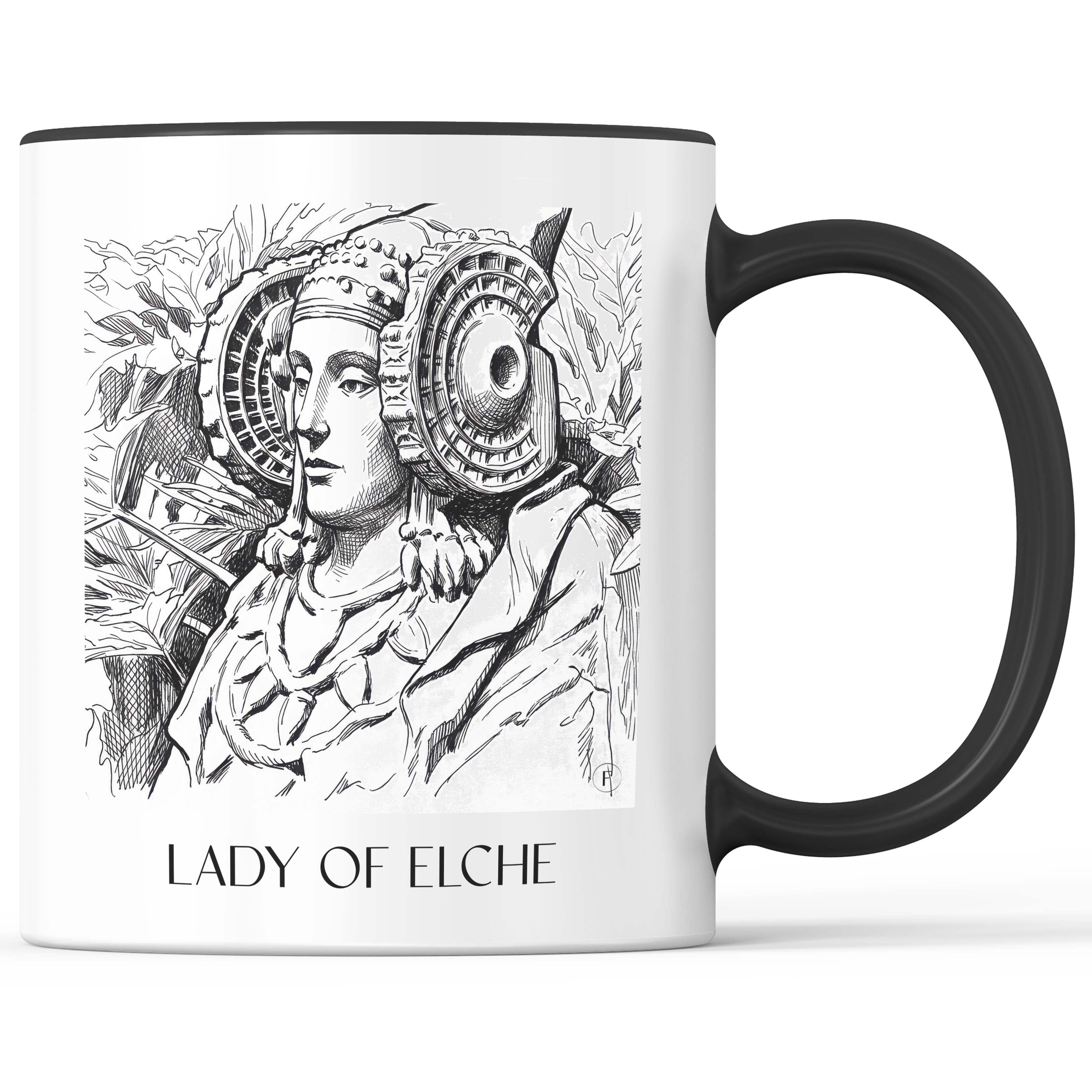 Dama de Elche Kaffeebecher - Spanien - Spanien Becher - Kaffeetasse im Skizze Stil - favplace