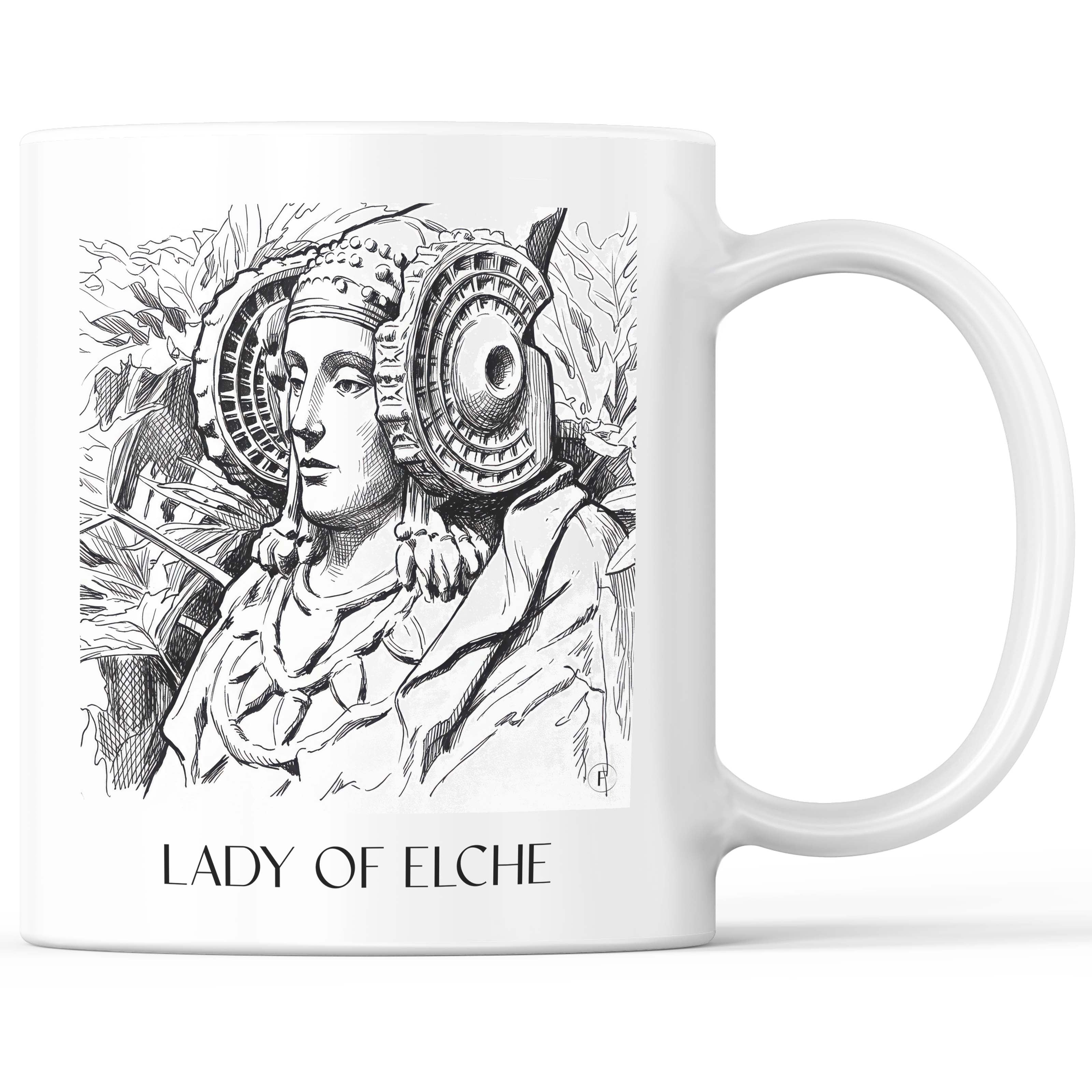 Dama de Elche Kaffeebecher - Spanien - Spanien Becher - Kaffeetasse im Skizze Stil - favplace