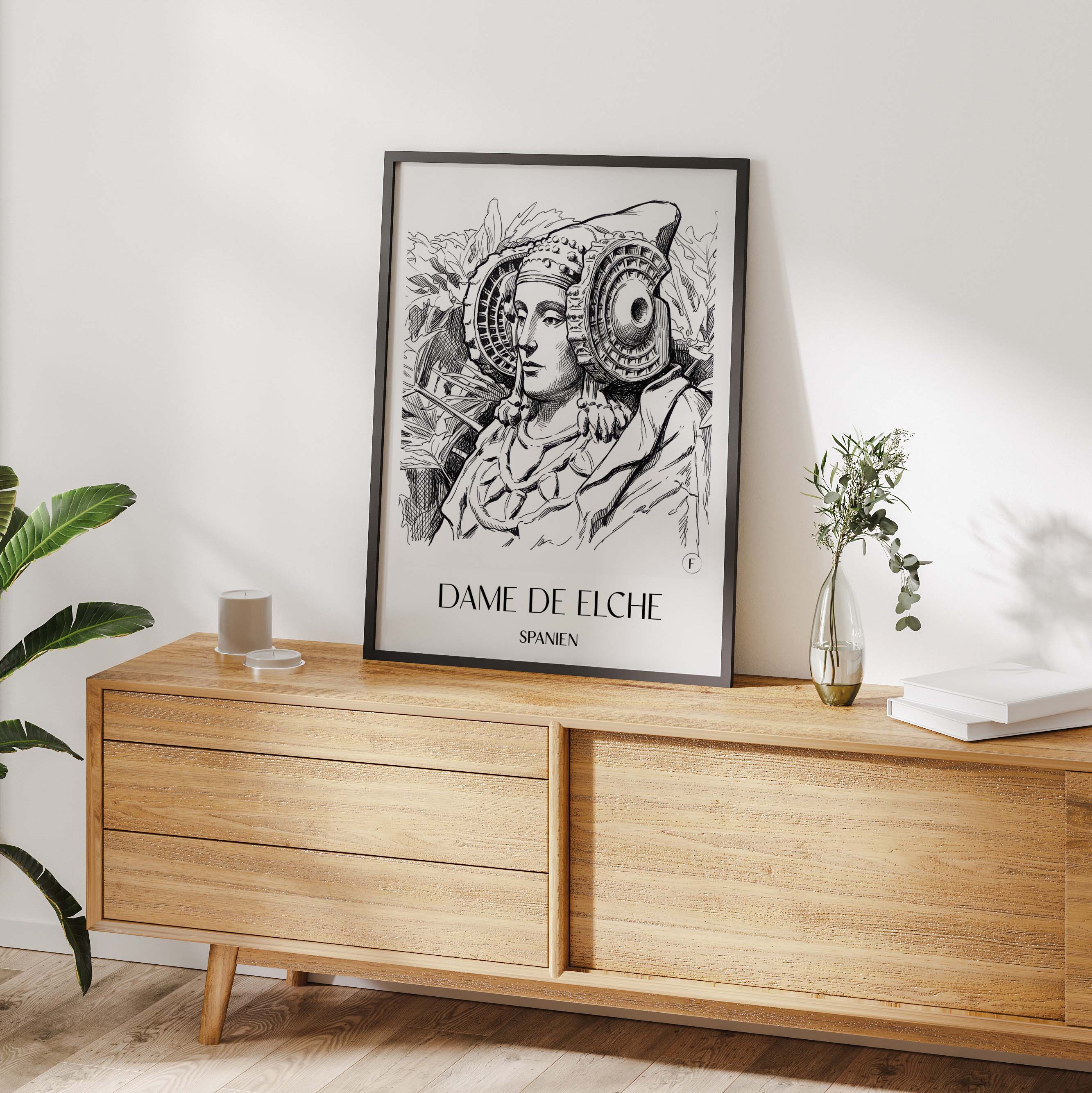 dama-de-elche-spanien-spanien-poster-skizze