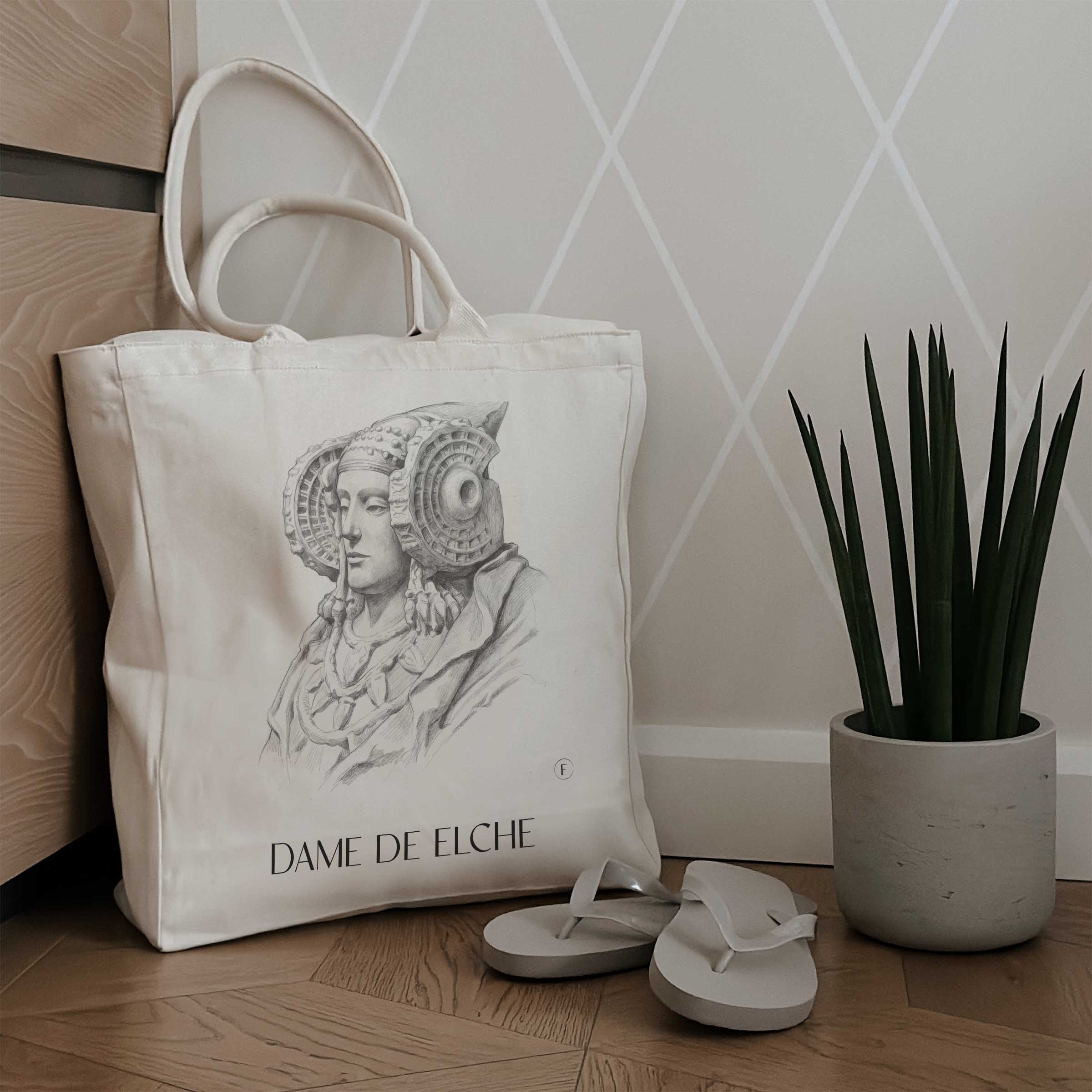dama-de-elche-spanien-spanien-einkaufstasche-bleistift-zeichnung-drawing