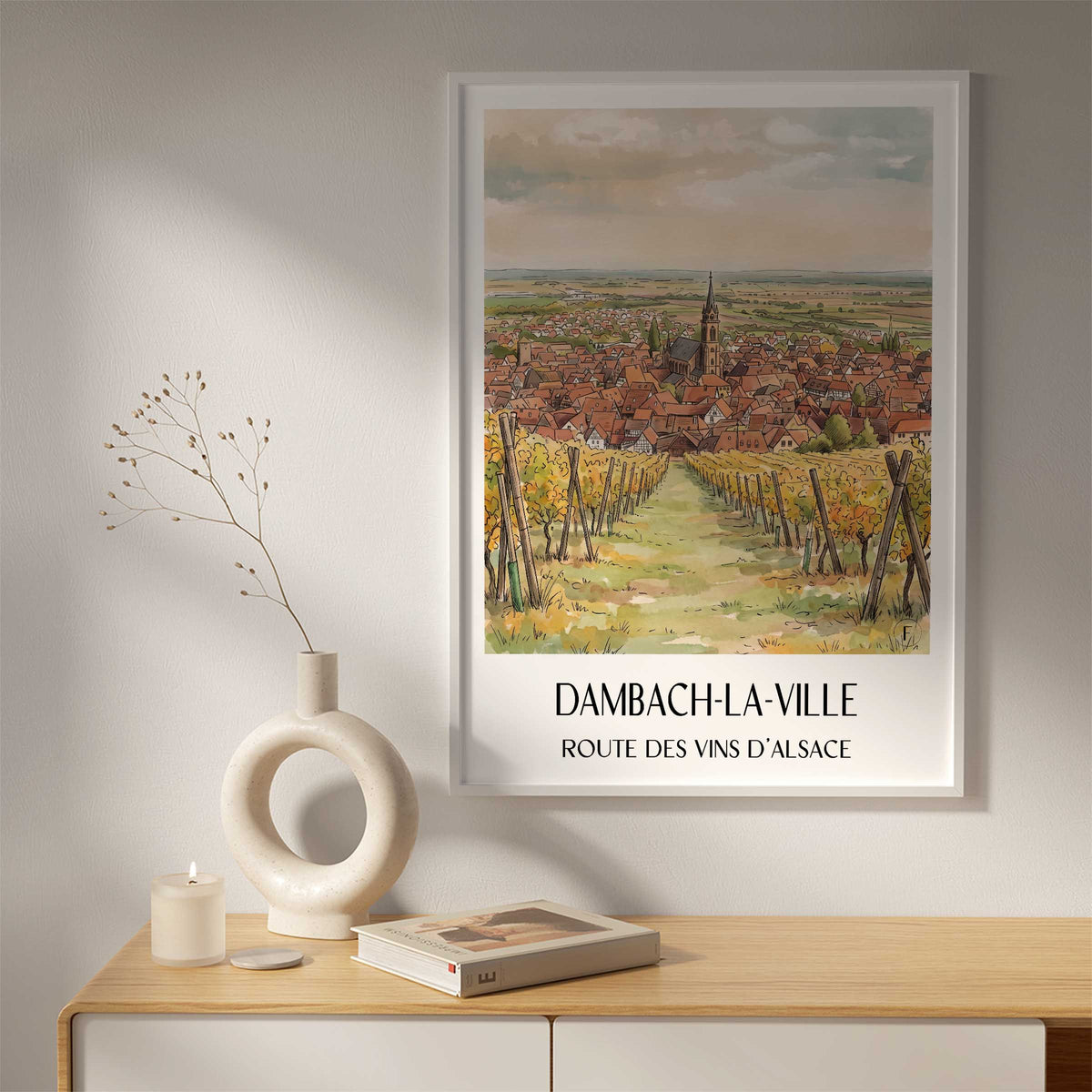 dambach-la-ville-route-des-vins-d'alsace-frankreich-poster-aquarell