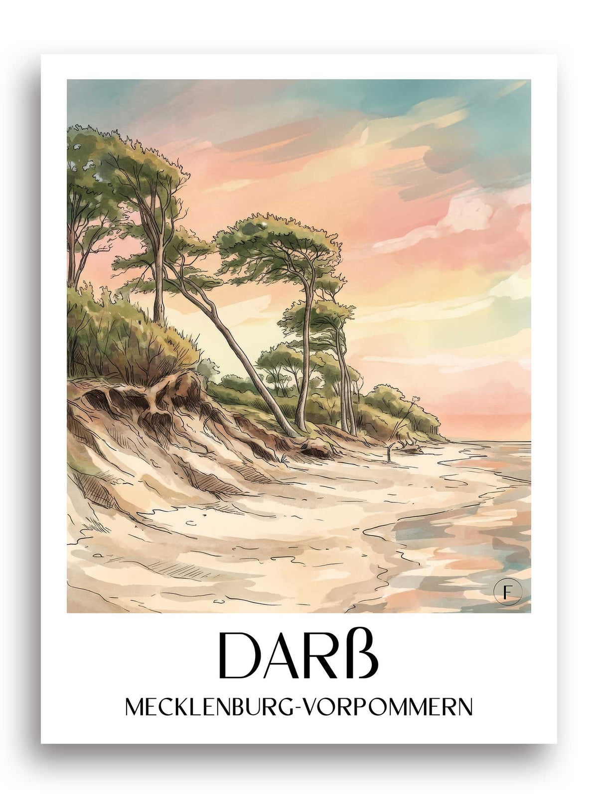 darß-mecklenburg-vorpommern-deutschland-poster-aquarell