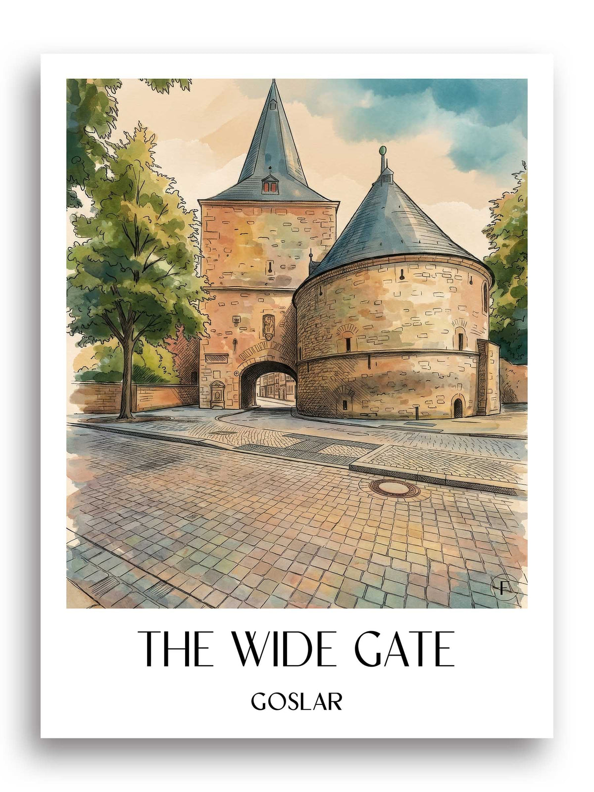 Das Breite Tor Poster - Goslar - Deutschland Kunstdruck - Aquarell von A4 bis A1 - favplace