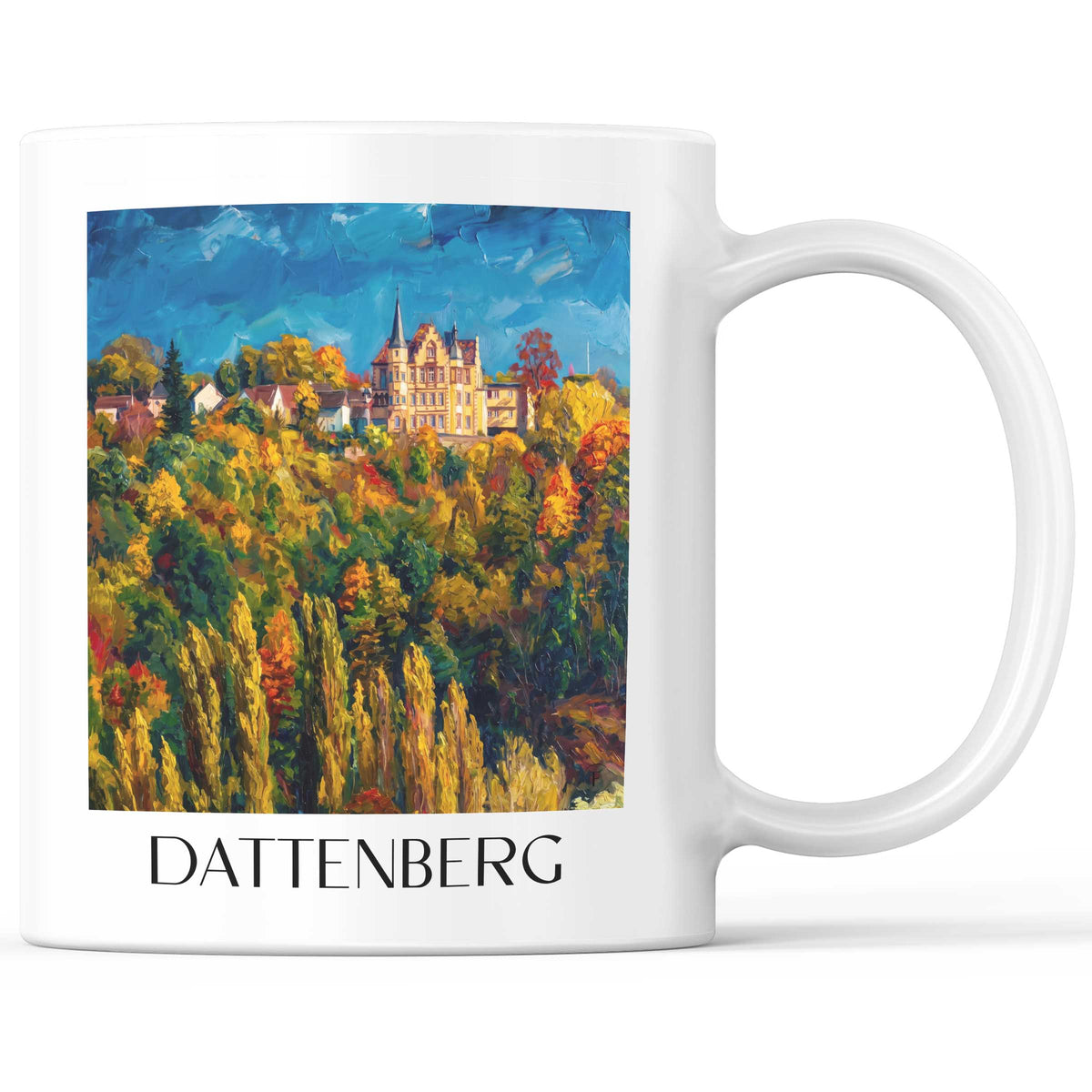 Dattenberg Kaffeebecher - Mittelrhein - Deutschland Becher - Kaffeetasse im Ölgemälde Stil