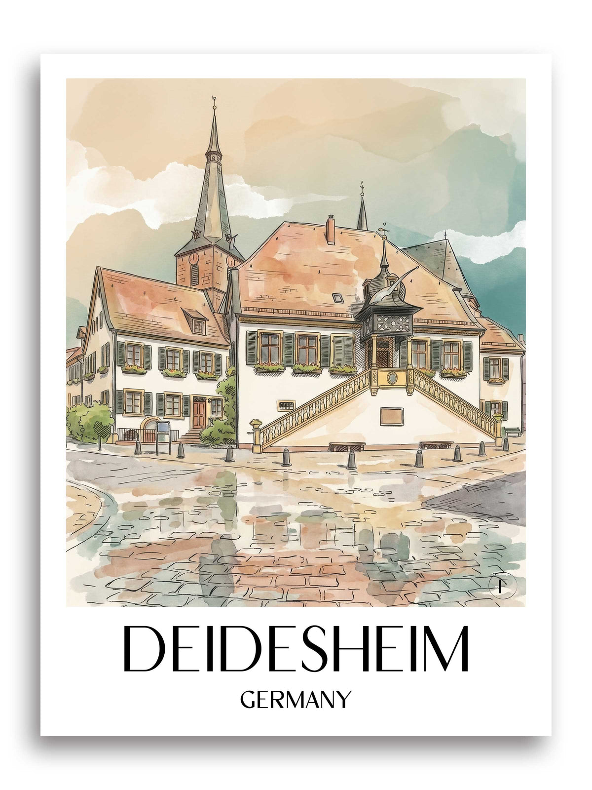 Deidesheim Poster - Pfälzer Weinstraße - Deutschland Kunstdruck - Aquarell von A4 bis A1 - favplace