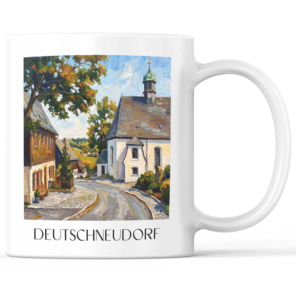 Deutschneudorf Kaffeebecher - Erzgebirge - Deutschland Becher - Kaffeetasse im Ölgemälde Stil