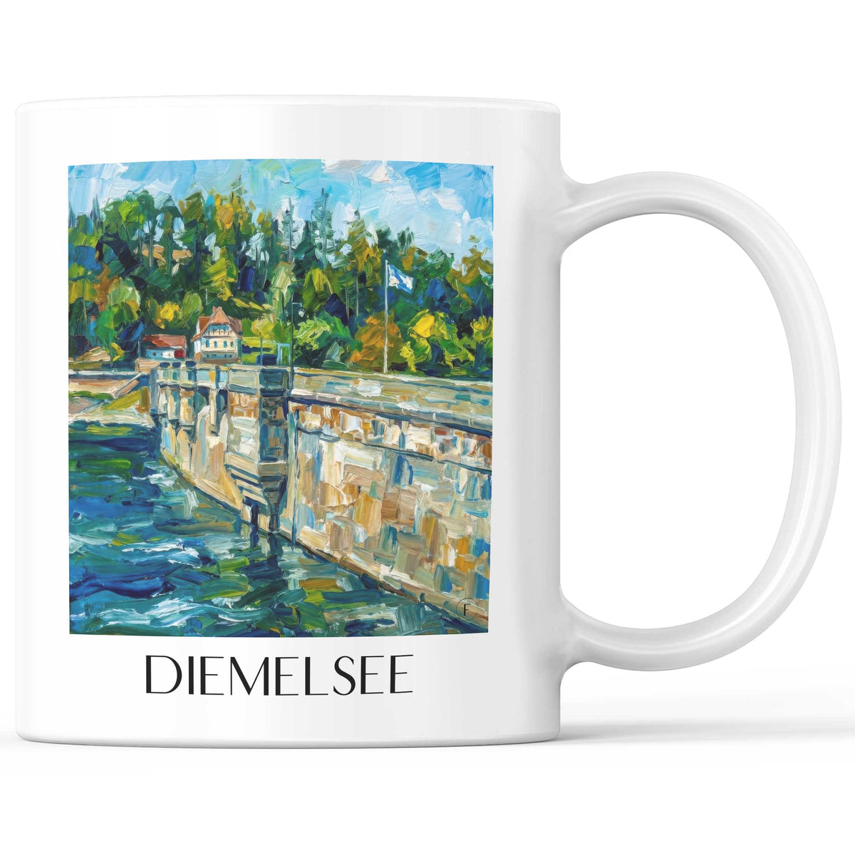 Diemelsee Kaffeebecher - Sauerland - Deutschland Becher - Kaffeetasse im Ölgemälde Stil - favplace