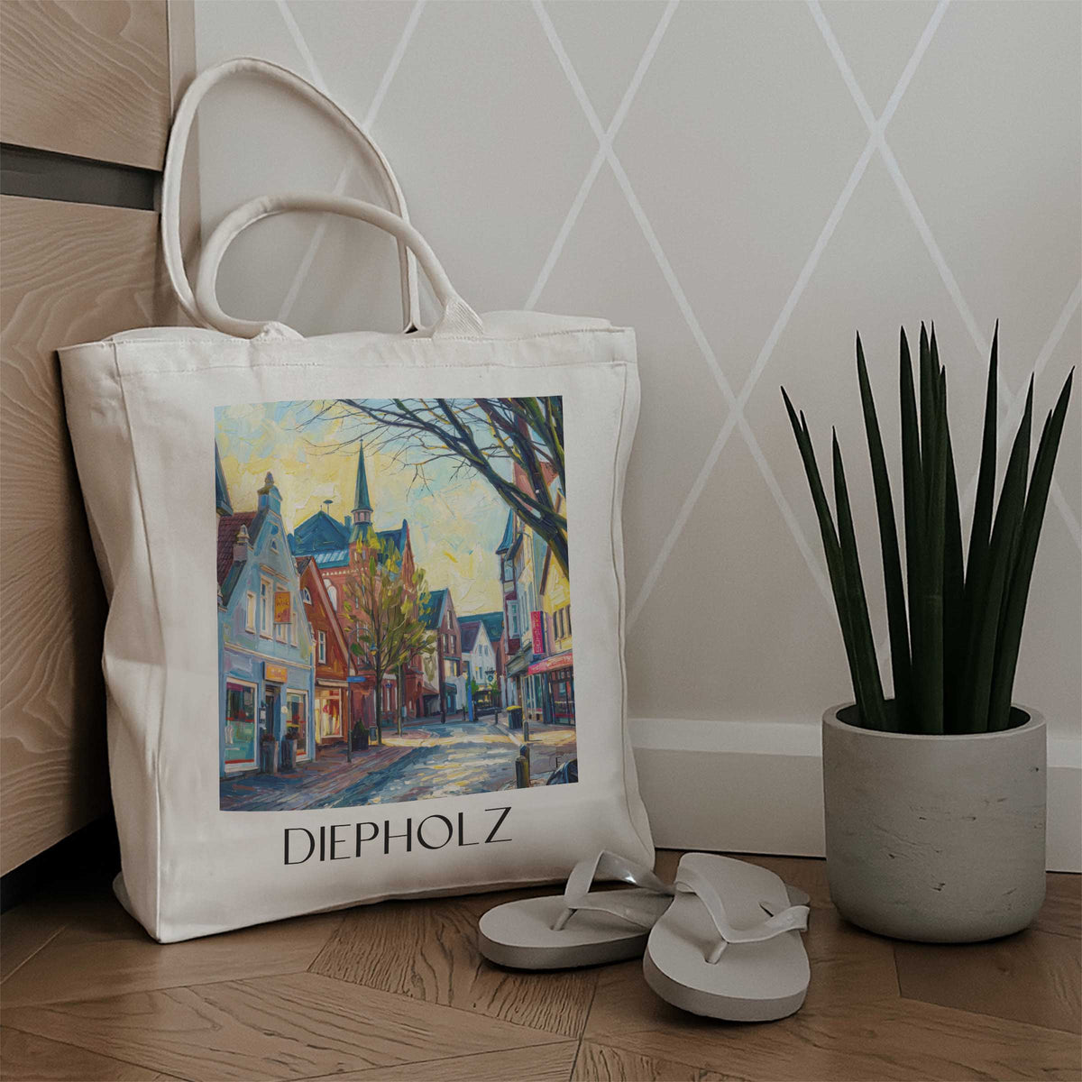 diepholz-niedersachsen-deutschland-einkaufstasche-oil-painting-oelgemaelde