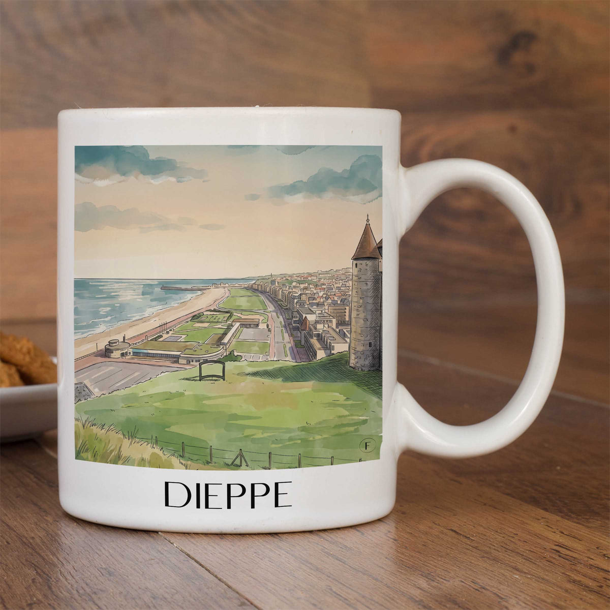 dieppe-côte-d'albâtre-frankreich-kaffeebecher-aquarell