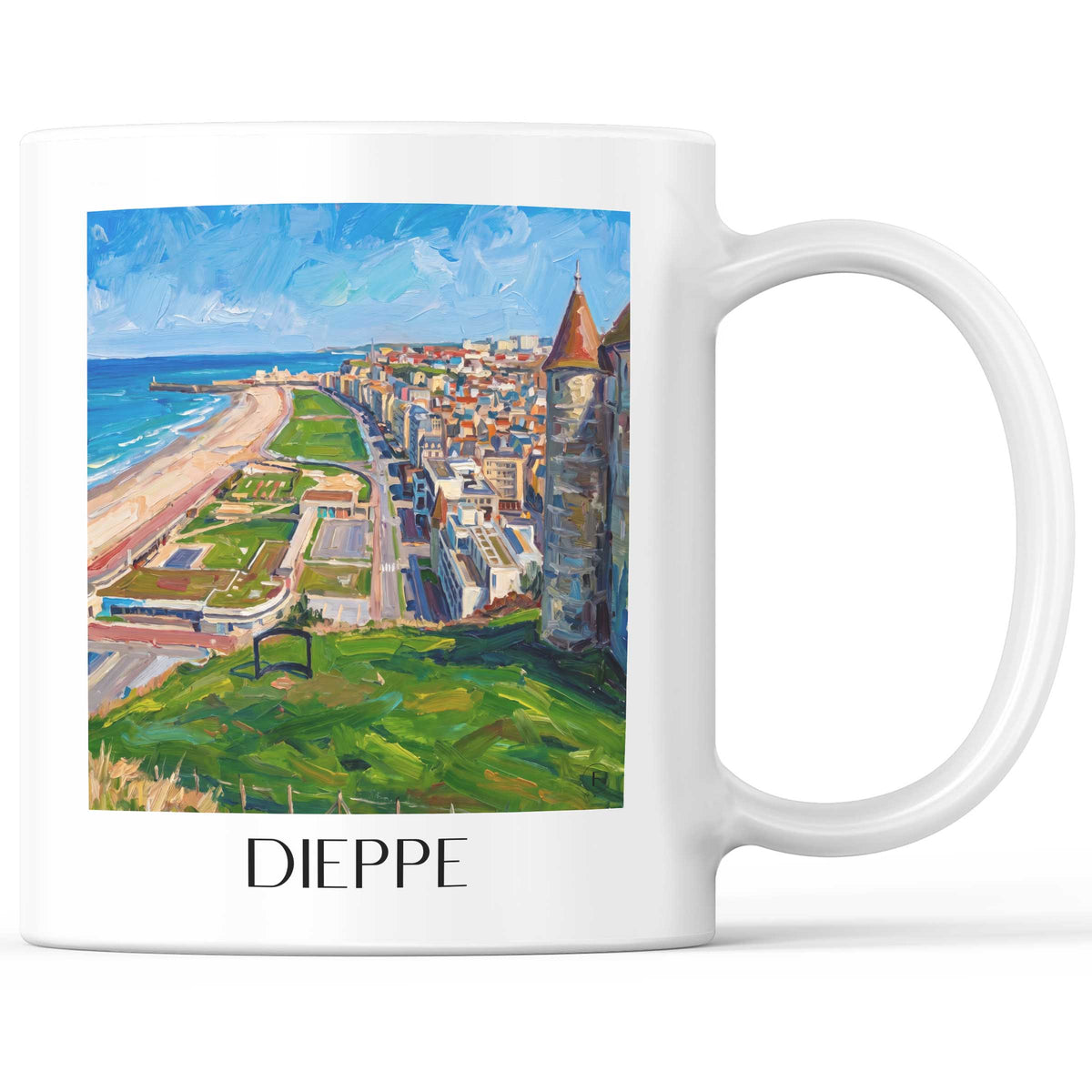 Dieppe Kaffeebecher - Côte d'Albâtre - Frankreich Becher - Kaffeetasse im Ölgemälde Stil - favplace