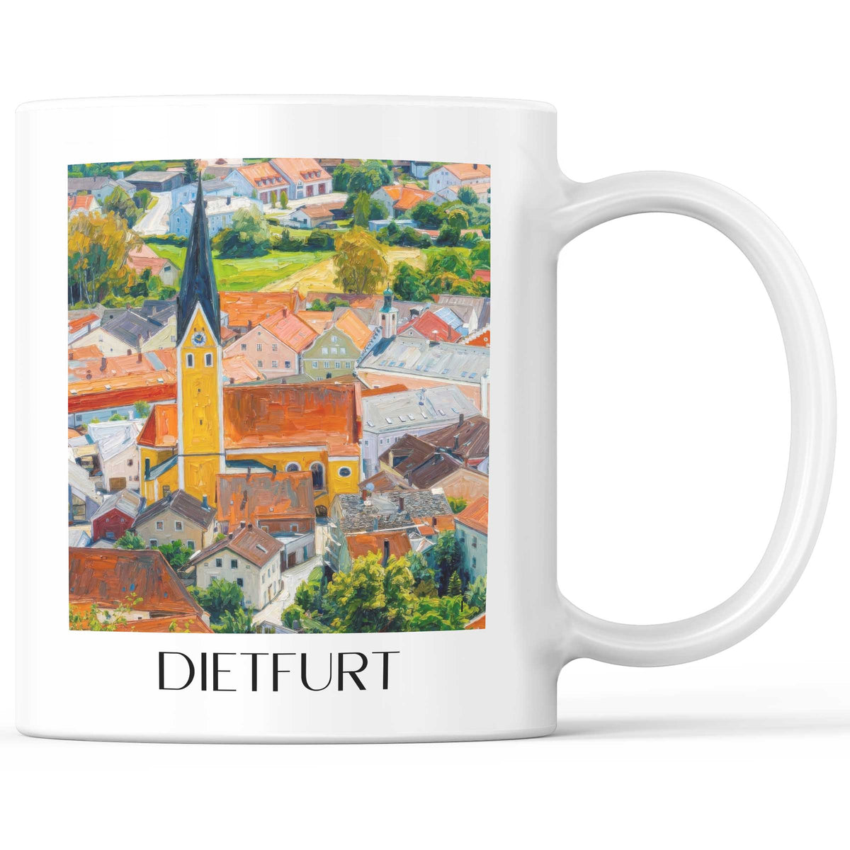 Dietfurt Kaffeebecher - Altmühltal - Deutschland Becher - Kaffeetasse im Ölgemälde Stil - favplace