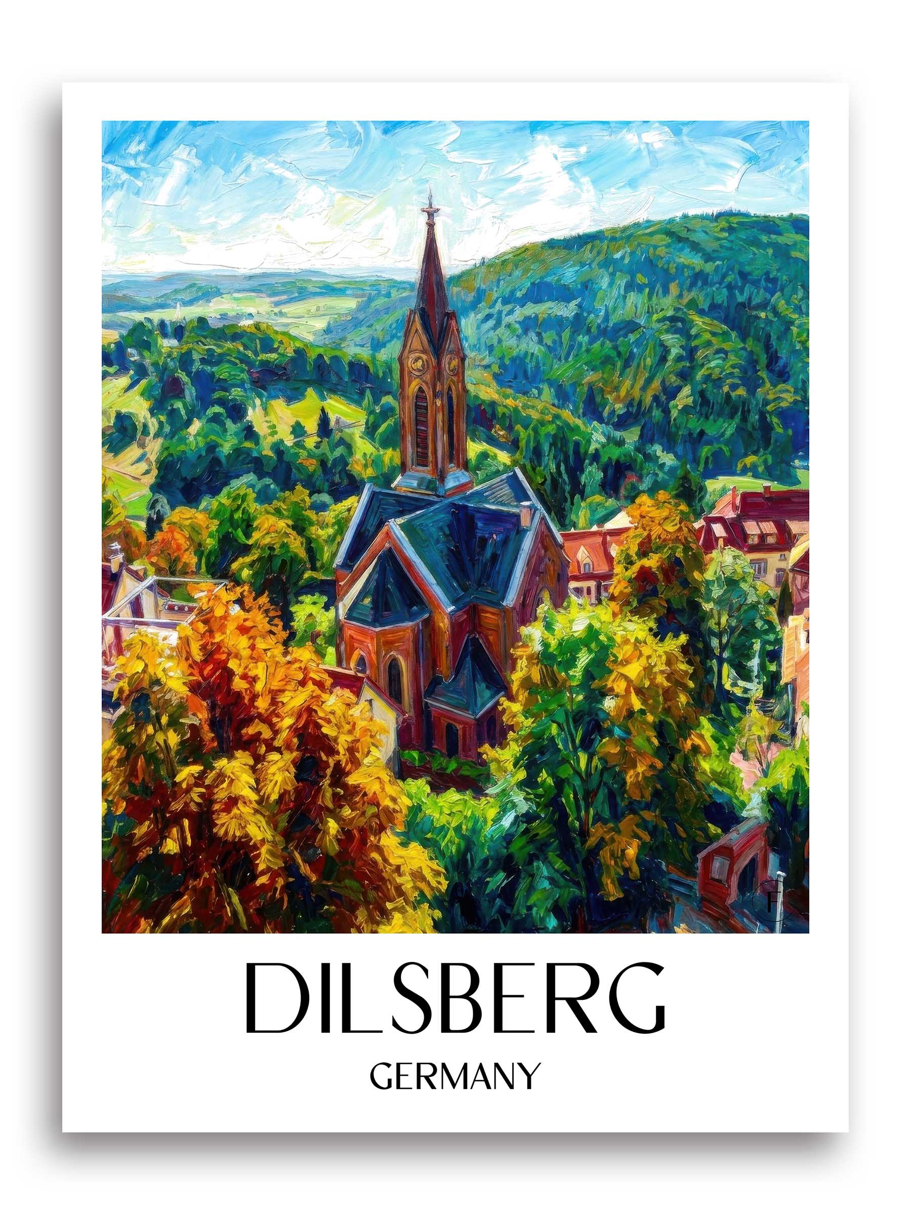 Dilsberg Poster - Neckartal - Deutschland Kunstdruck - Ölgemälde von A4 bis A1 - favplace