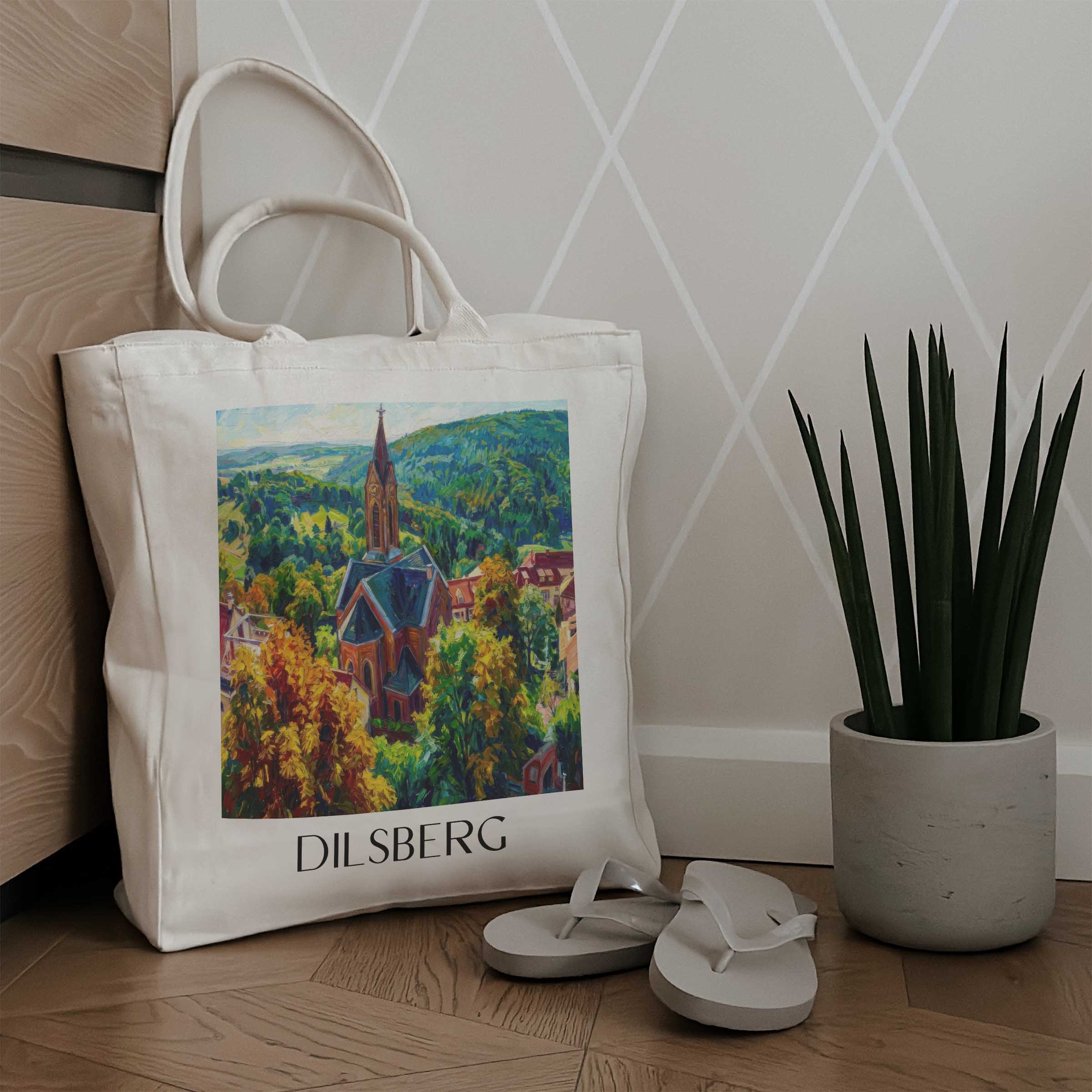 dilsberg-neckartal-deutschland-einkaufstasche-oil-painting-oelgemaelde