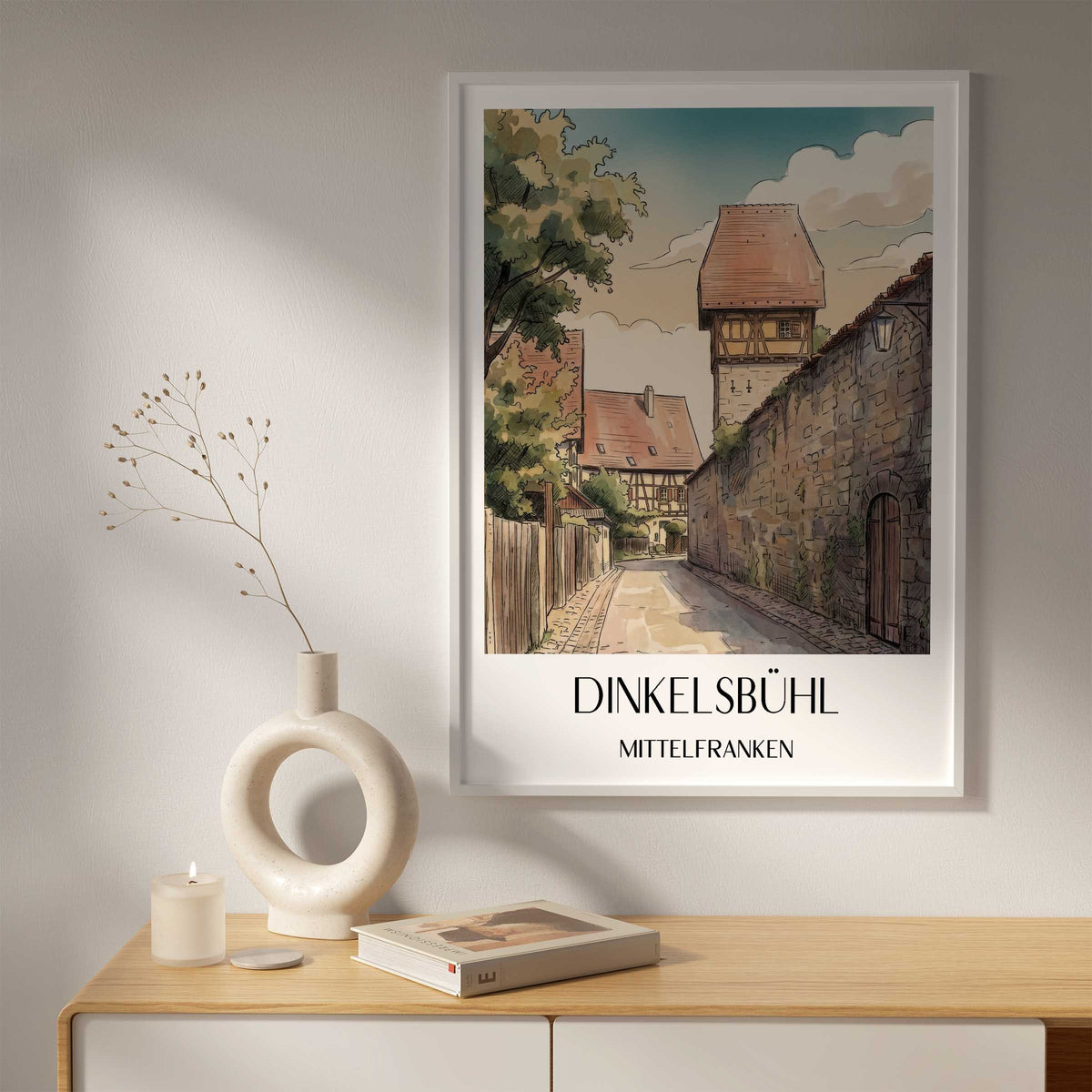 dinkelsbühl-mittelfranken-deutschland-poster-aquarell