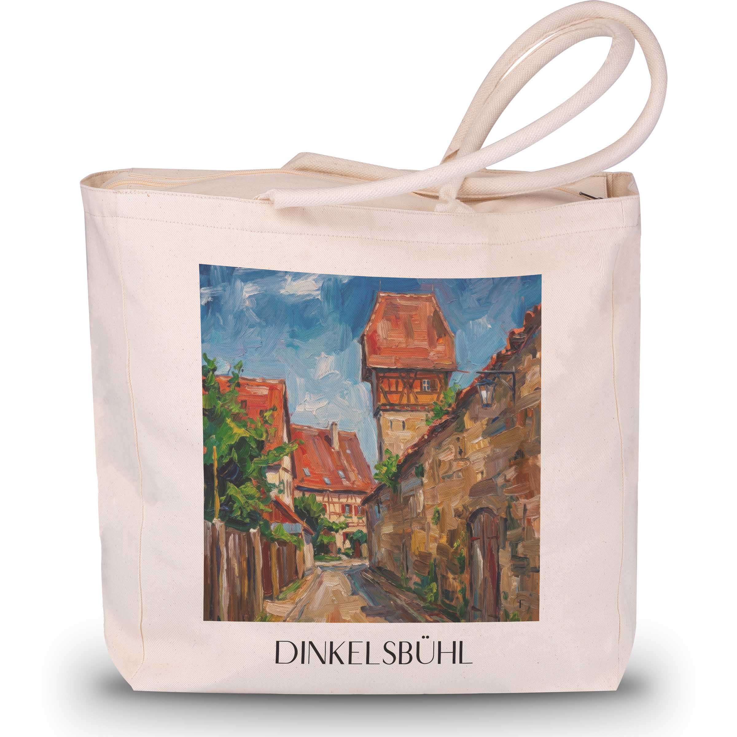 Dinkelsbühl Shopping Tasche - Mittelfranken - Deutschland Tote Bag - Einkaufstasche im Ölgemälde Stil - favplace