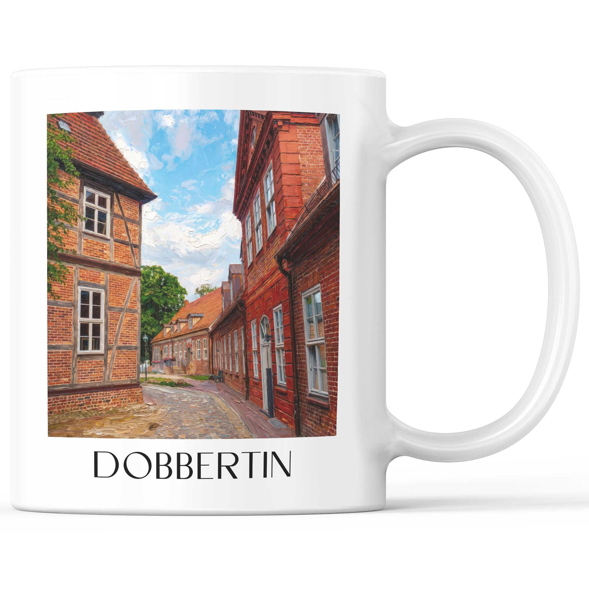 Dobbertin Kaffeebecher - Mecklenburgische Seenplatte - Deutschland Becher - Kaffeetasse im Ölgemälde Stil - favplace