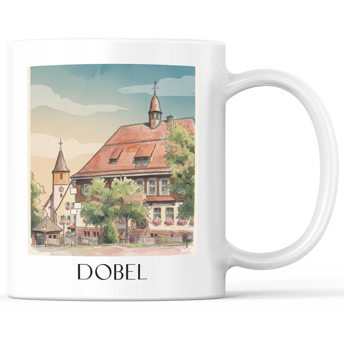 dobel-nordschwarzwald-deutschland-kaffeebecher-aquarell
