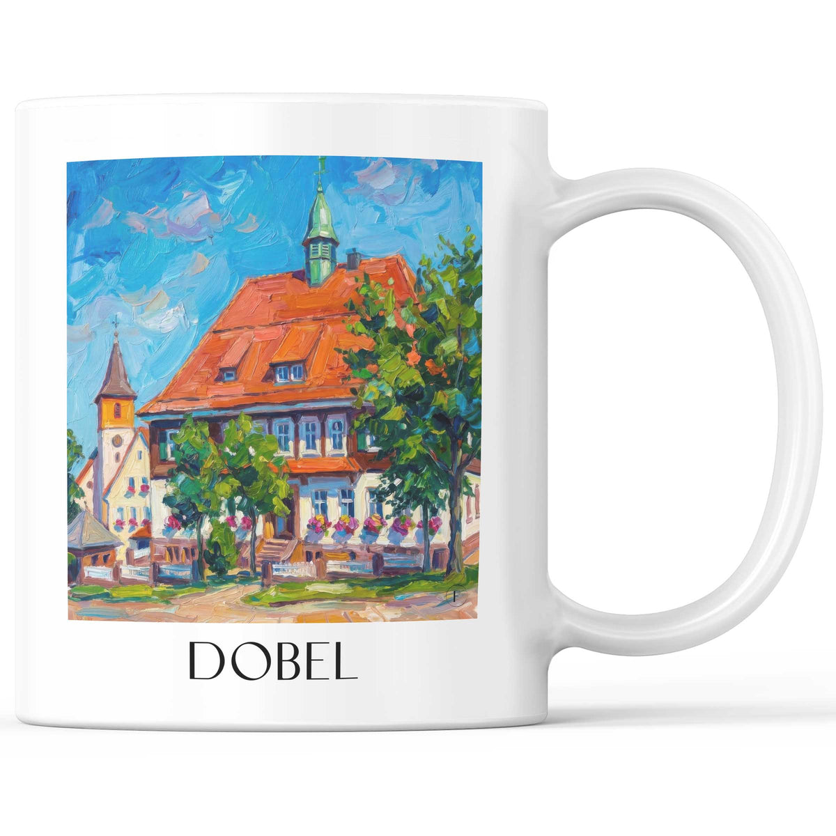 Dobel Kaffeebecher - Nordschwarzwald - Deutschland Becher - Kaffeetasse im Ölgemälde Stil - favplace