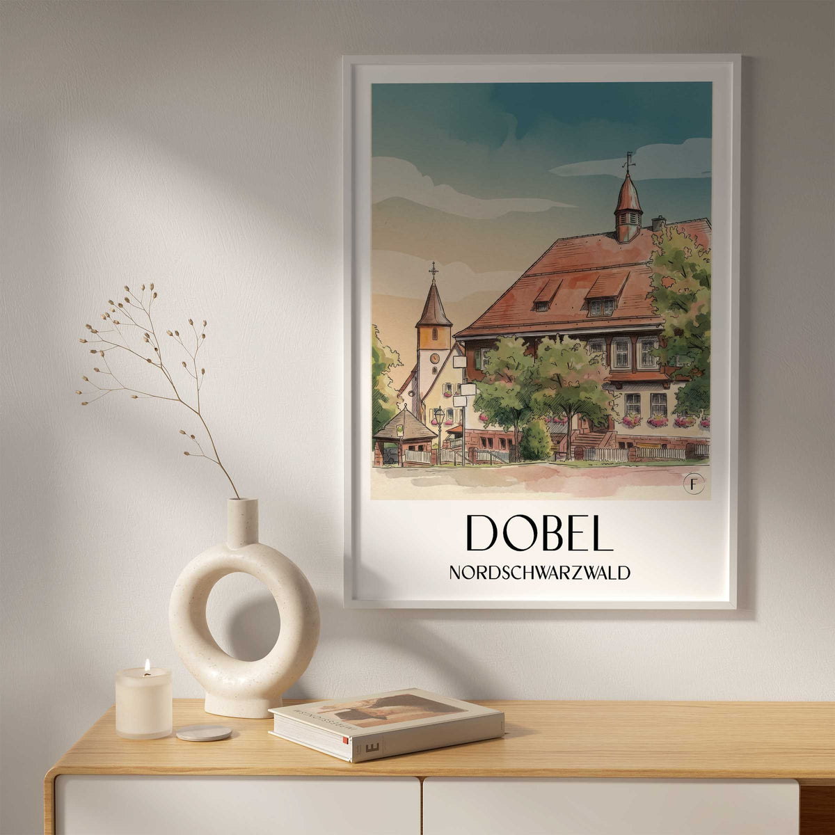 dobel-nordschwarzwald-deutschland-poster-aquarell