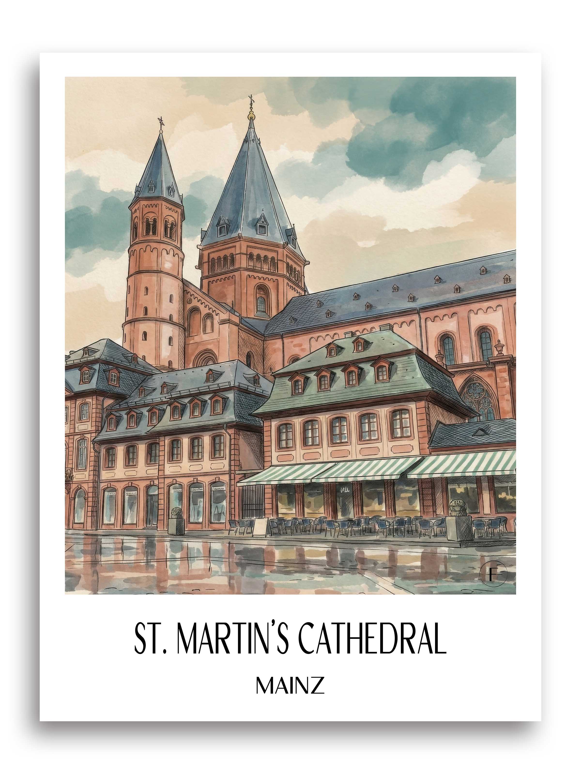 Dom St. Martin Poster - Mainz - Deutschland Kunstdruck - Aquarell von A4 bis A1 - favplace