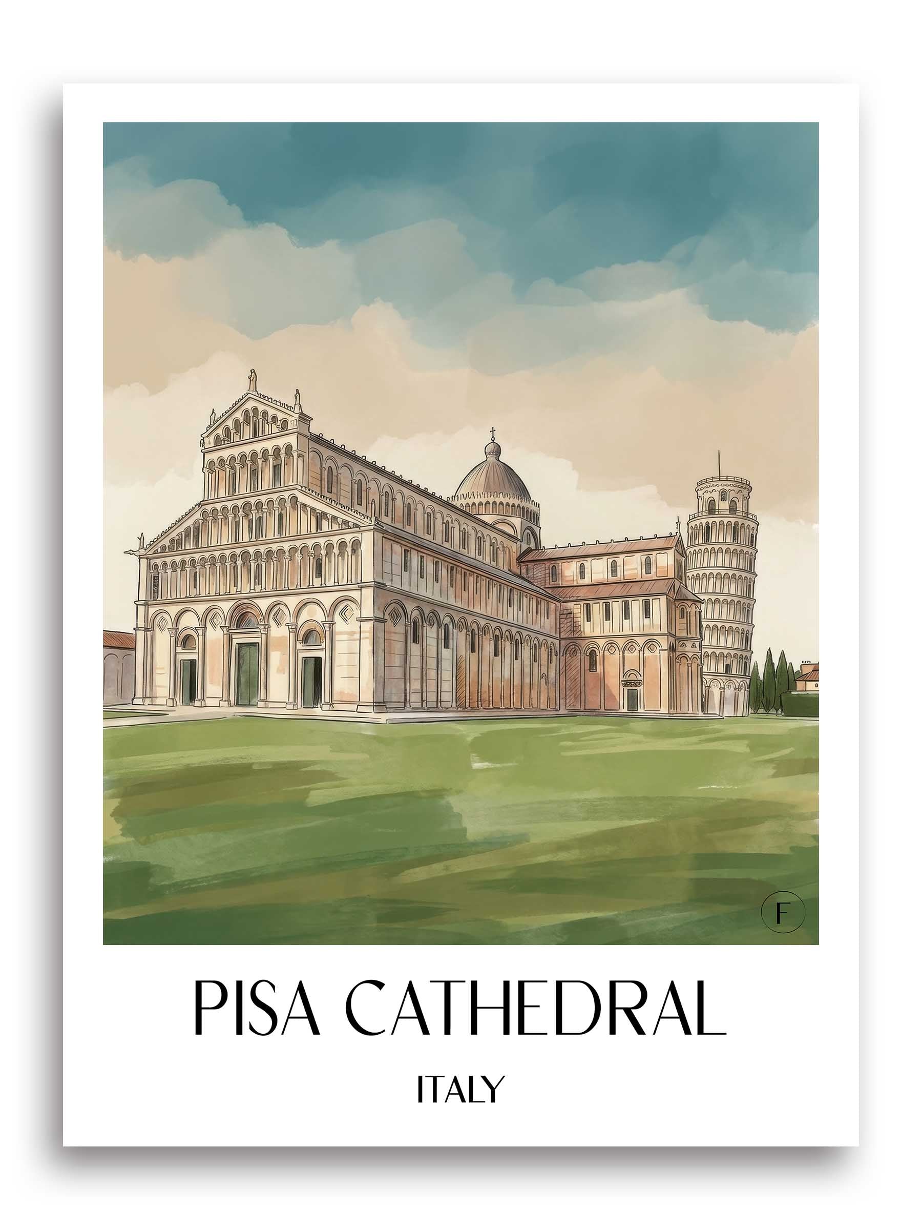 Dom von Pisa Poster - Toskana - Italien Kunstdruck - Aquarell von A4 bis A1 - favplace