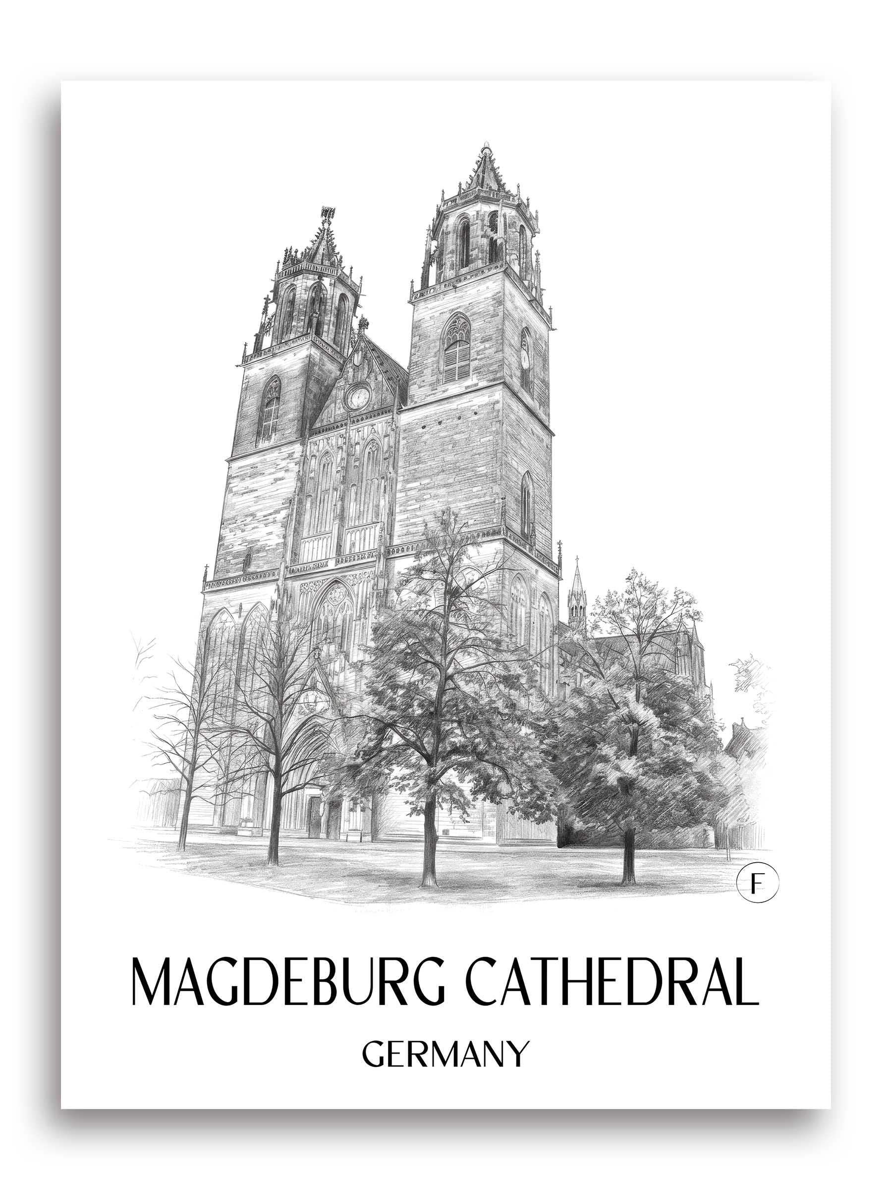 Dom zu Magdeburg Poster - Sachsen-Anhalt - Deutschland Kunstdruck - Zeichnung von A4 bis A1