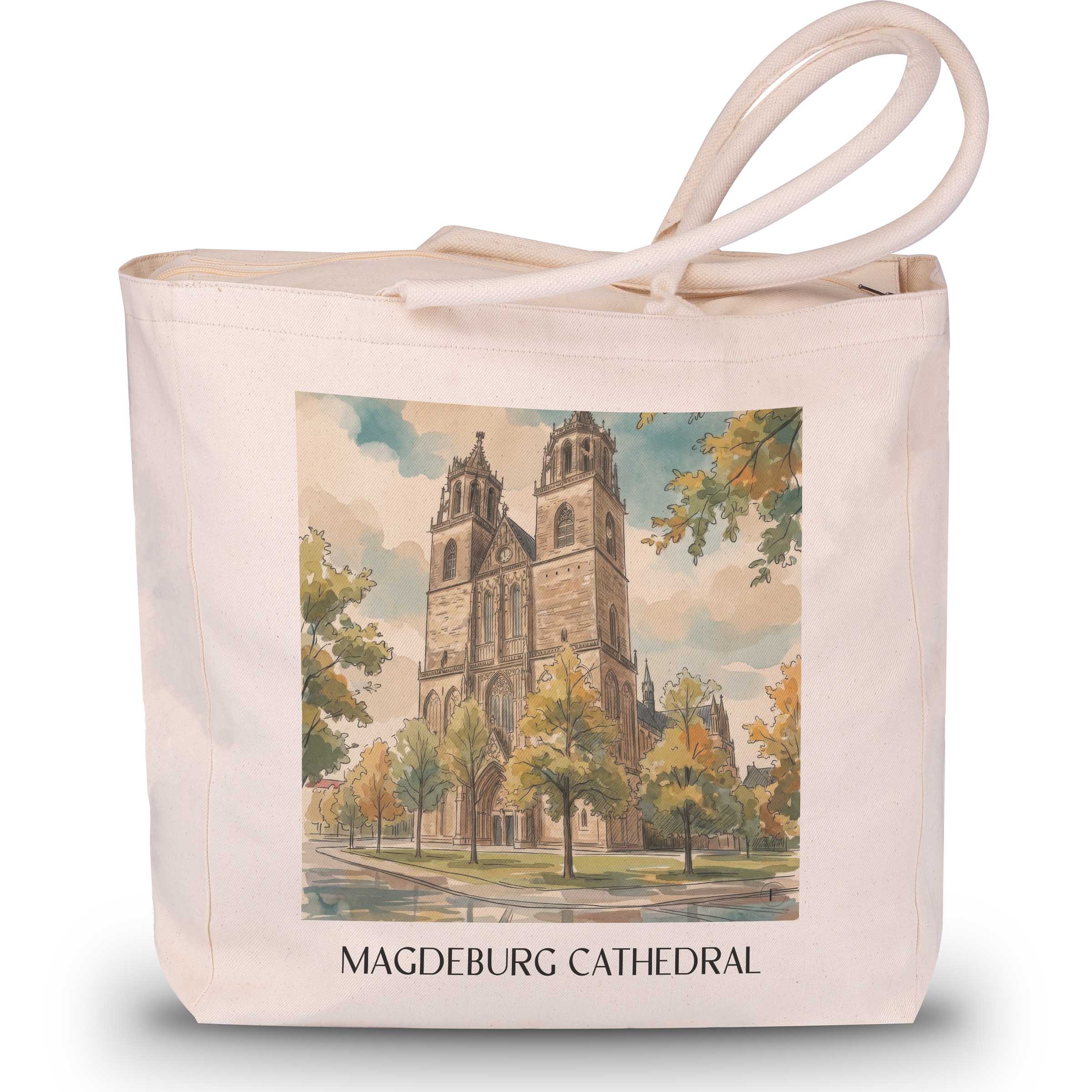 Dom zu Magdeburg Shopping Tasche - Sachsen-Anhalt - Deutschland Tote Bag - Einkaufstasche im Aquarell Stil - favplace