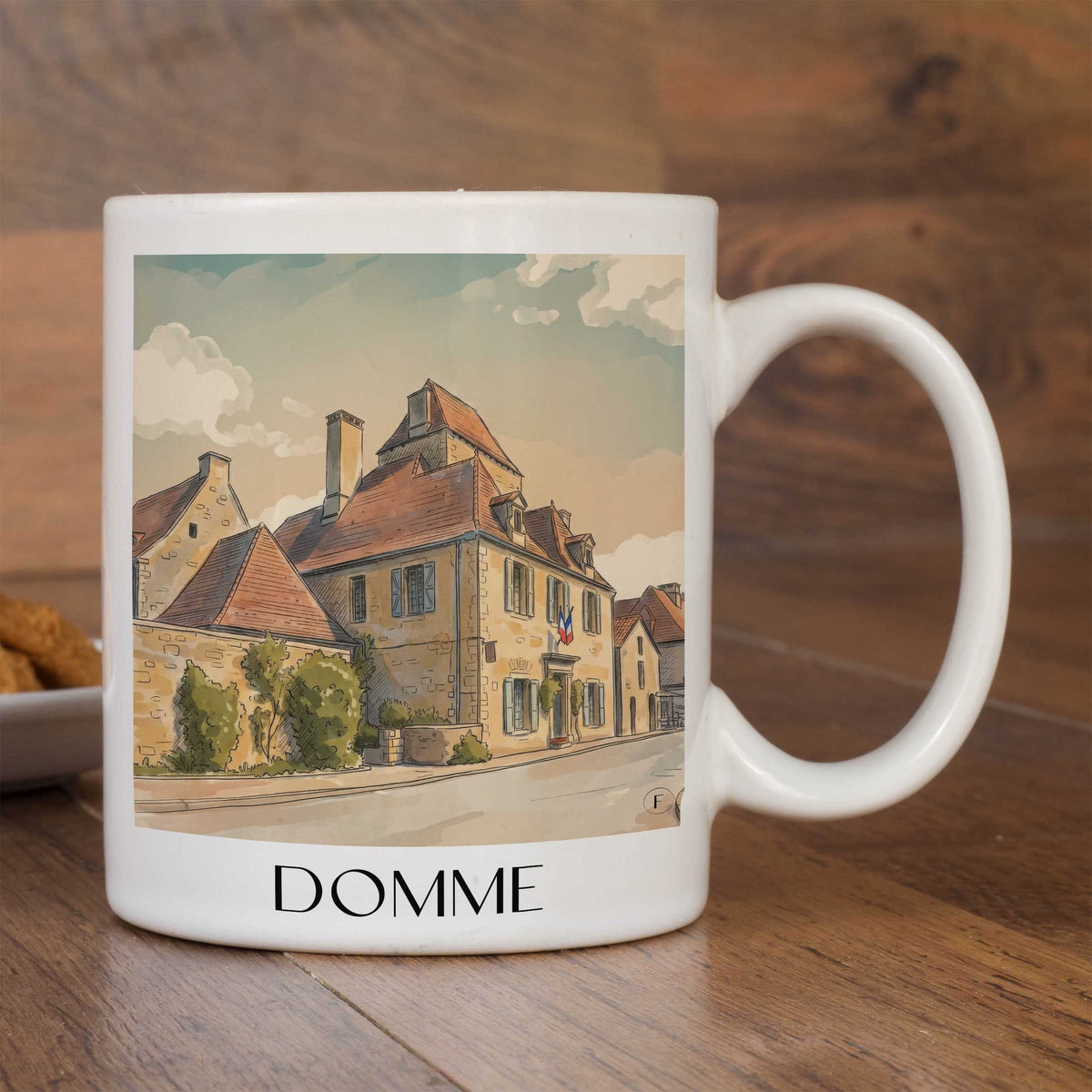 domme-périgord-noir-frankreich-kaffeebecher-aquarell