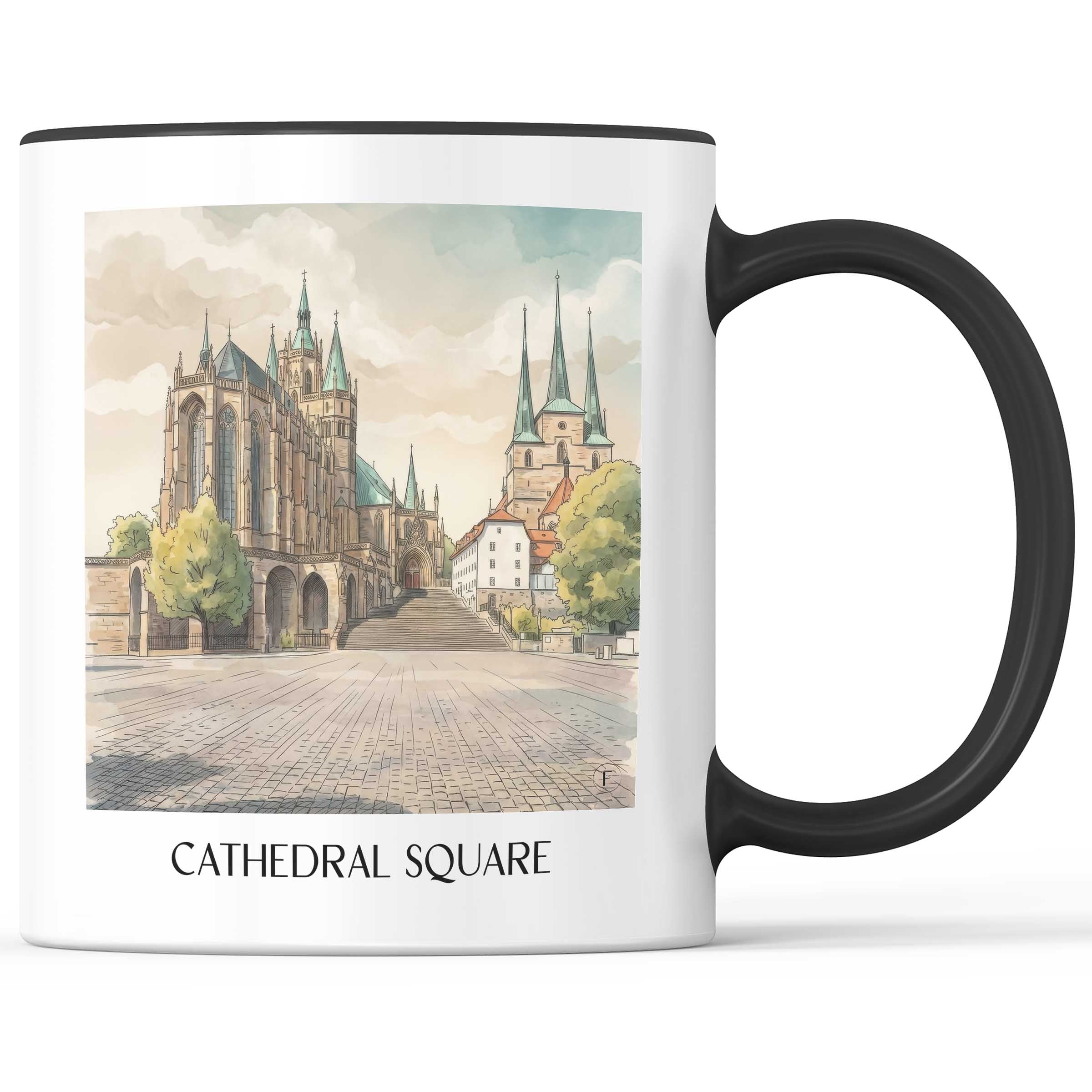 Domplatz Kaffeebecher - Erfurt - Deutschland Becher - Kaffeetasse im Aquarell Stil - favplace