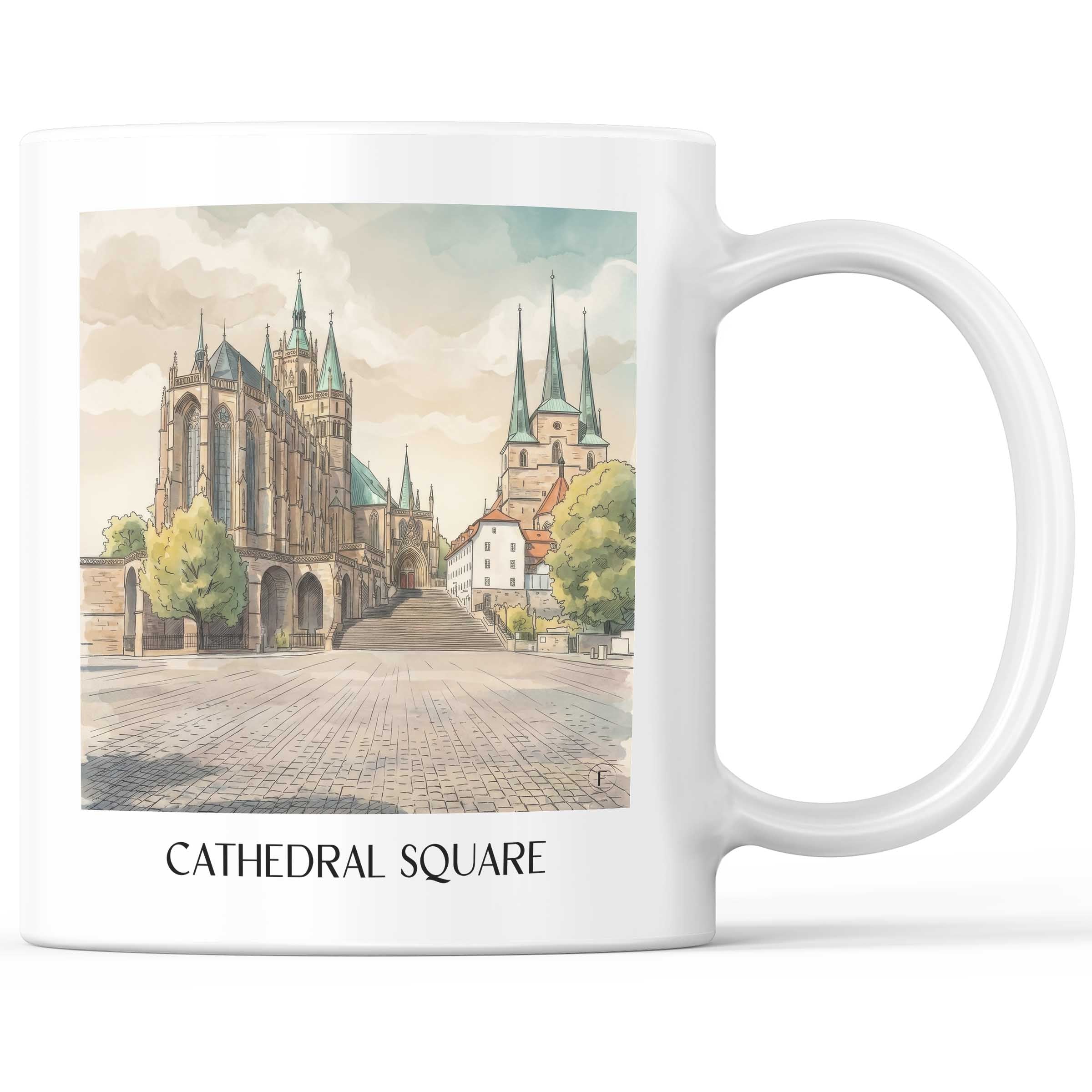 Domplatz Kaffeebecher - Erfurt - Deutschland Becher - Kaffeetasse im Aquarell Stil - favplace