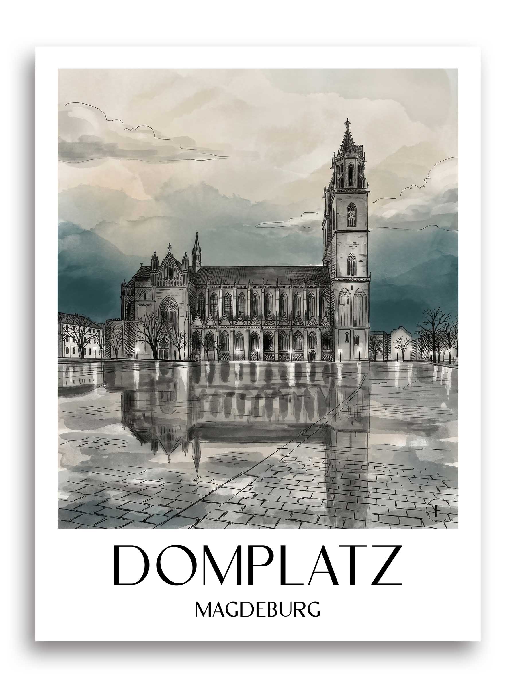 domplatz-magdeburg-deutschland-poster-aquarell-schwarz-weiss