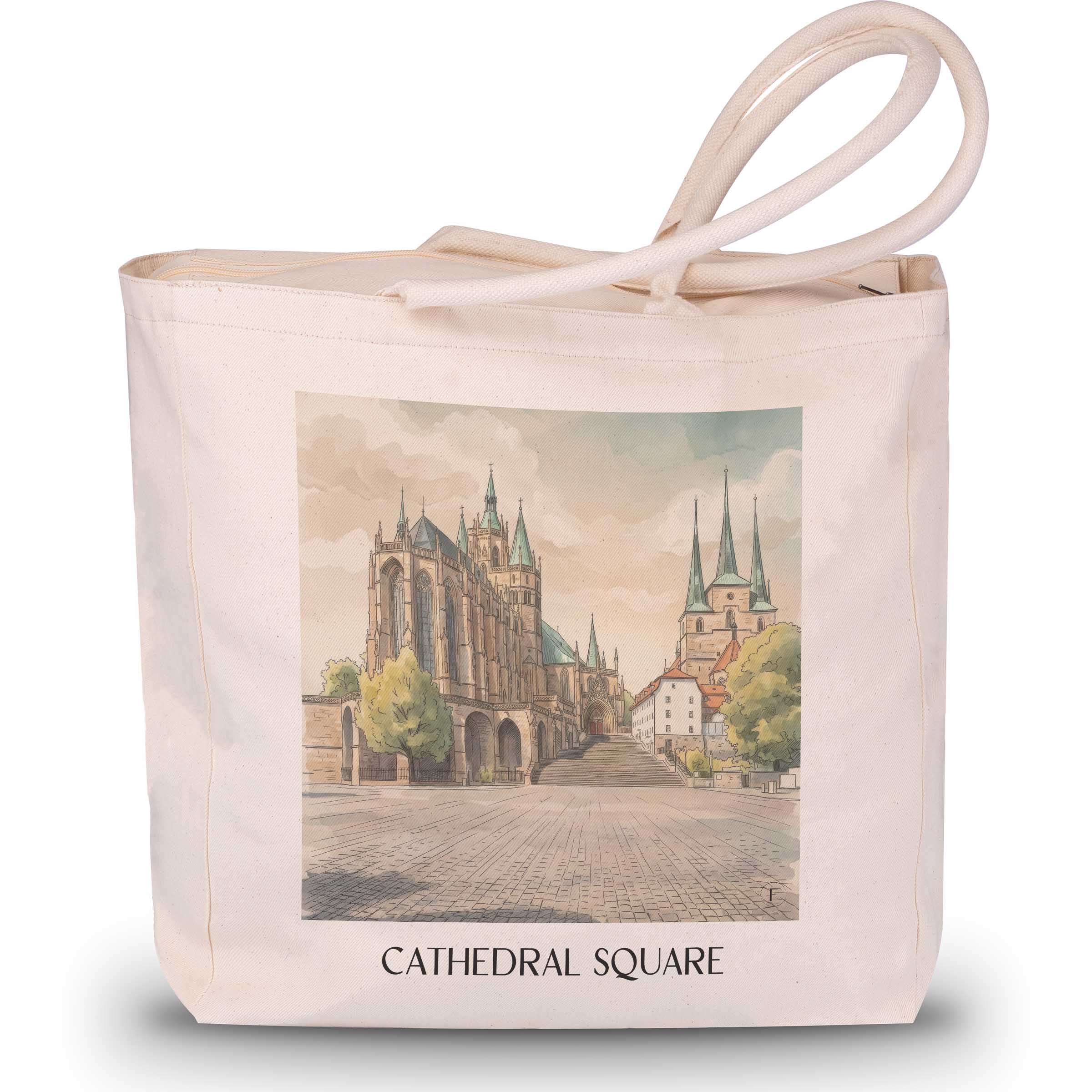 Domplatz Shopping Tasche - Erfurt - Deutschland Tote Bag - Einkaufstasche im Aquarell Stil - favplace