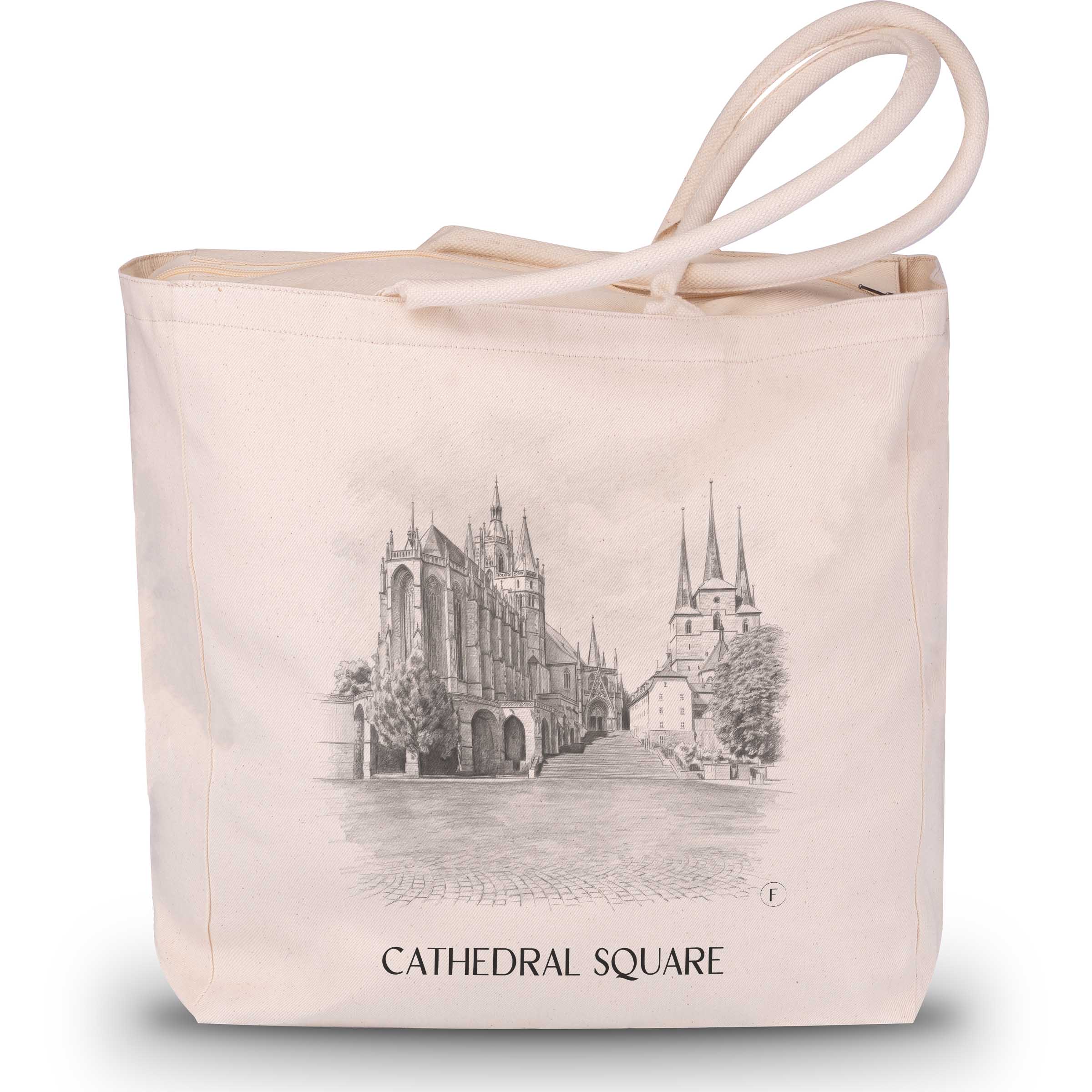 Domplatz Shopping Tasche - Erfurt - Deutschland Tote Bag - Einkaufstasche im Zeichnung Stil