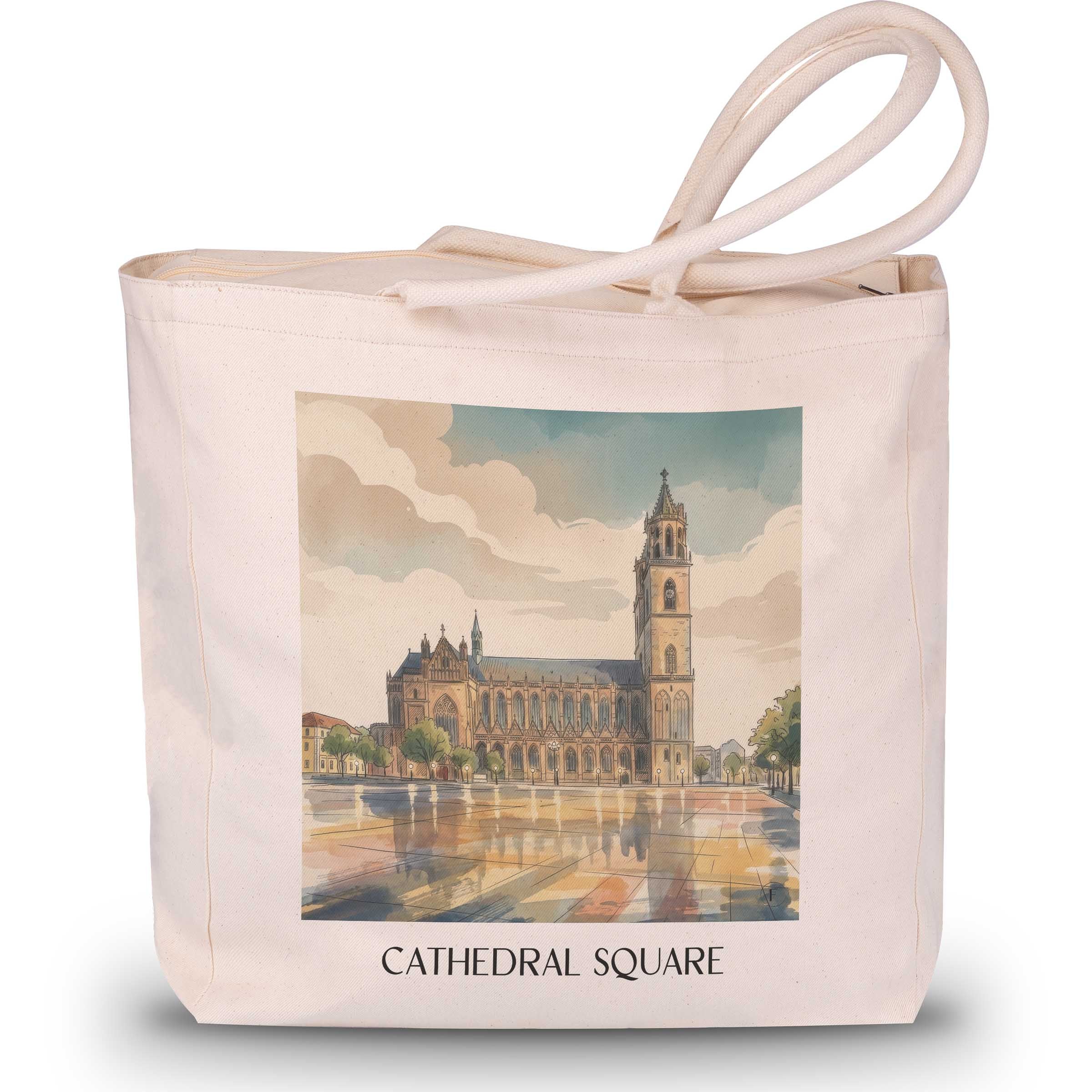 Domplatz Shopping Tasche - Magdeburg - Deutschland Tote Bag - Einkaufstasche im Aquarell Stil - favplace