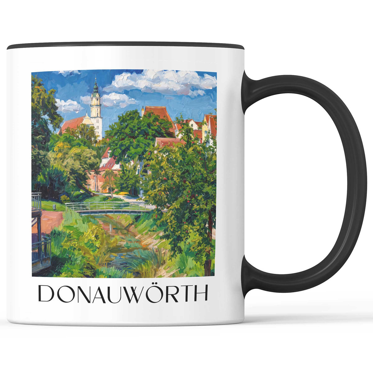 Donauwörth Kaffeebecher - Donau-Ries - Deutschland Becher - Kaffeetasse im Ölgemälde Stil - favplace