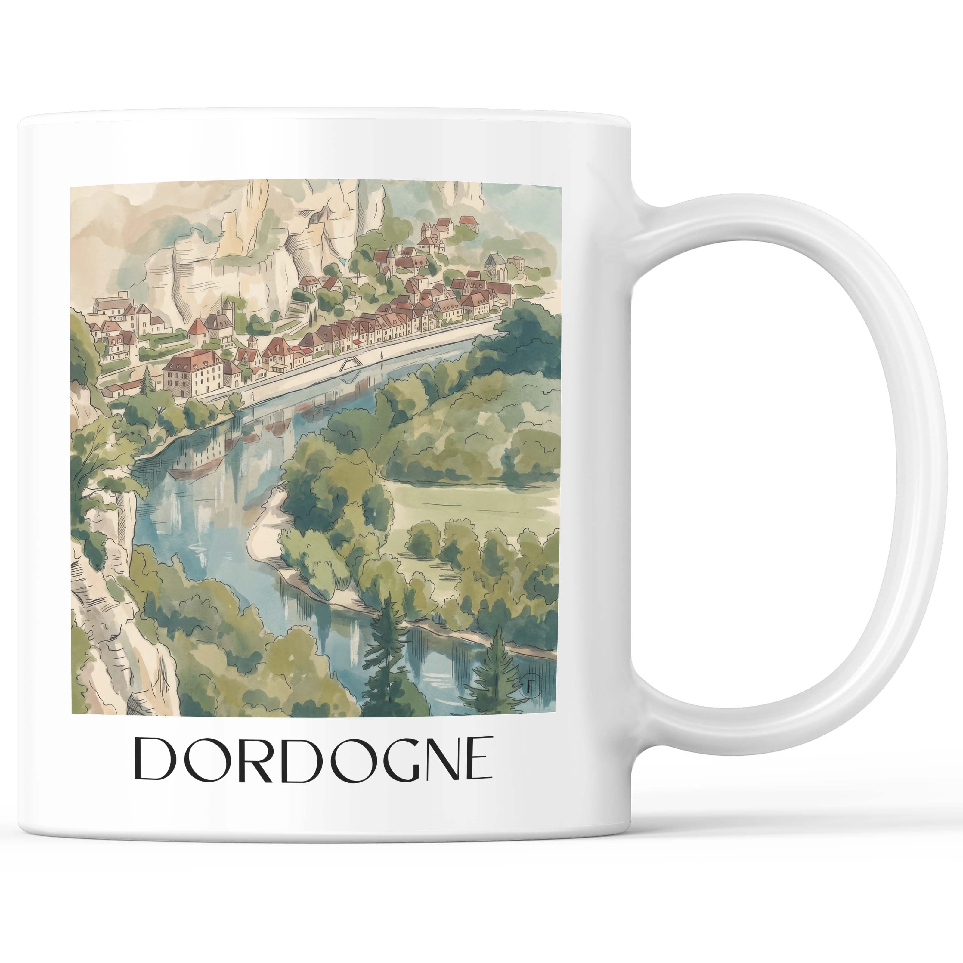Dordogne - Frankreich Becher - Kaffeetasse im Aquarell Stil - favplace
