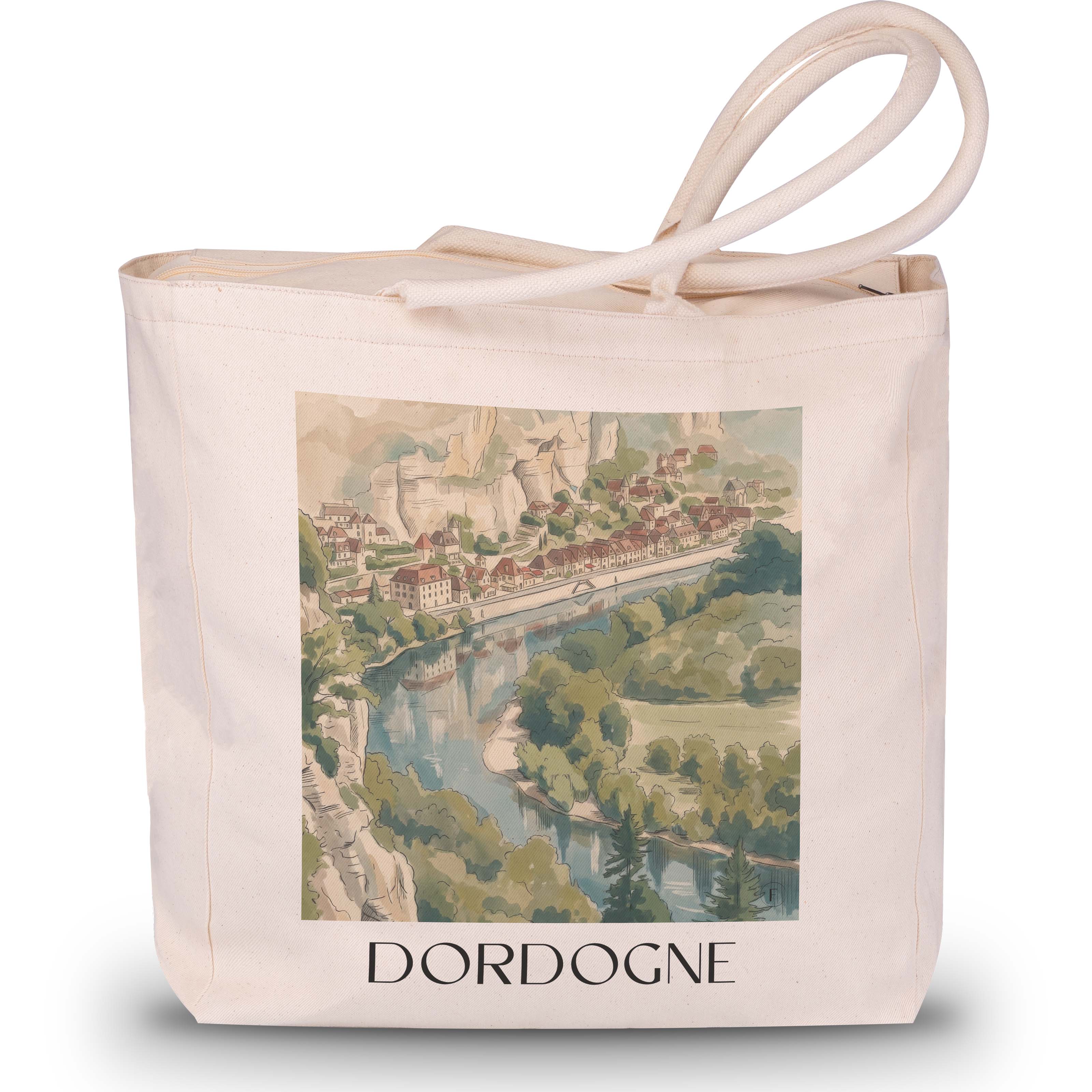 Dordogne - Frankreich Tote Bag - Einkaufstasche im Aquarell Stil - favplace