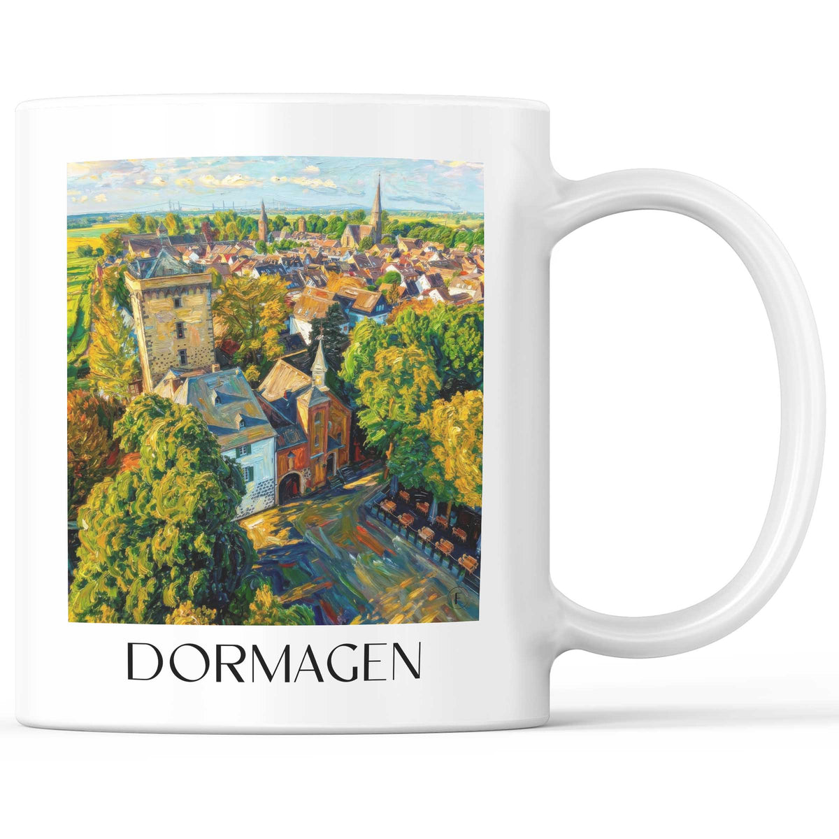 Dormagen Kaffeebecher - Rheinland - Deutschland Becher - Kaffeetasse im Ölgemälde Stil - favplace