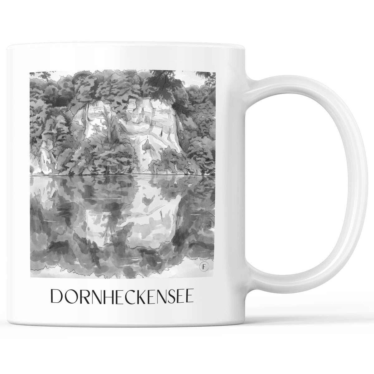 Dornheckensee Kaffeebecher - Bonn - Deutschland Becher - Kaffeetasse im Aquarell Schwarz-Weiß Stil - favplace