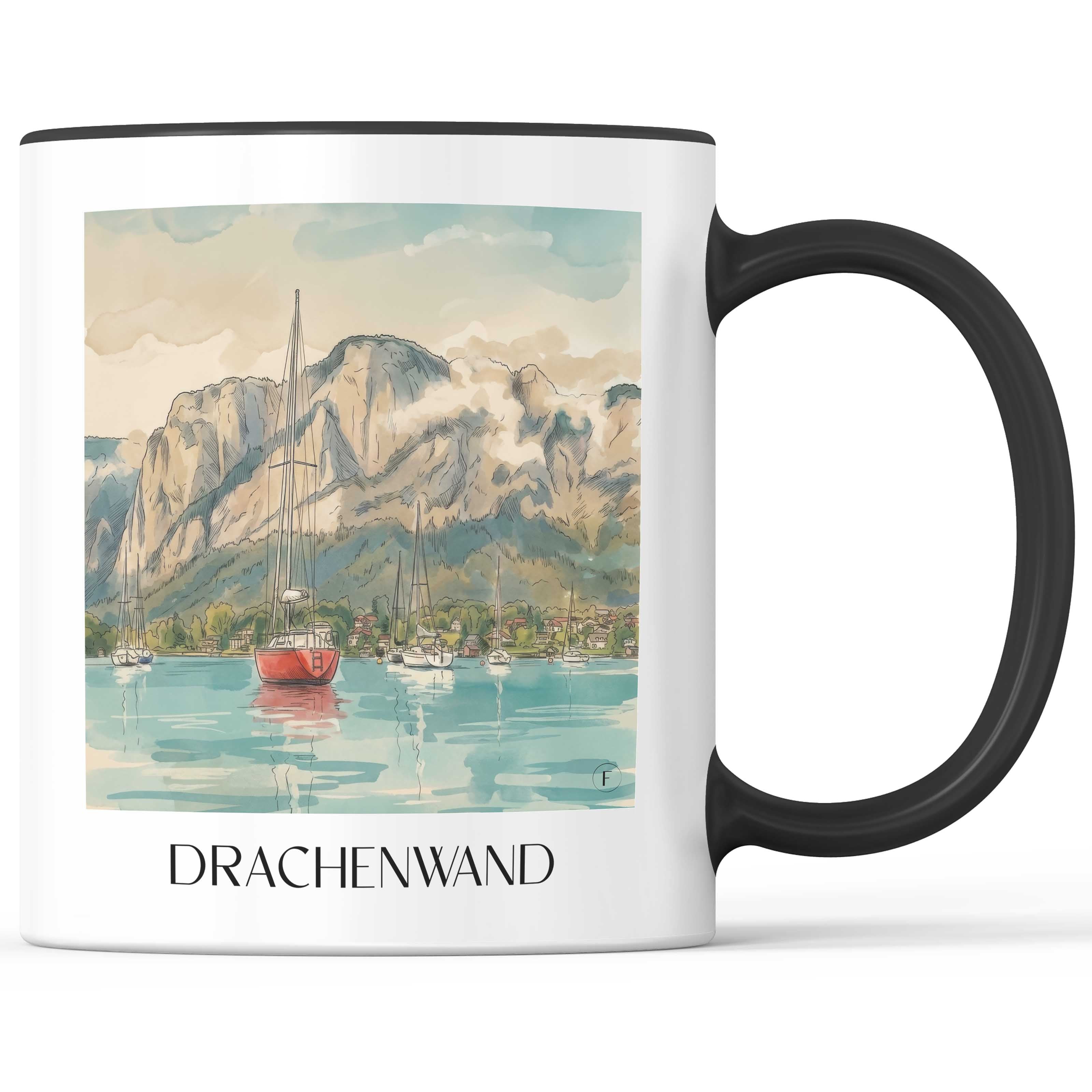 drachenwand-mondsee-österreich-kaffeebecher-aquarell