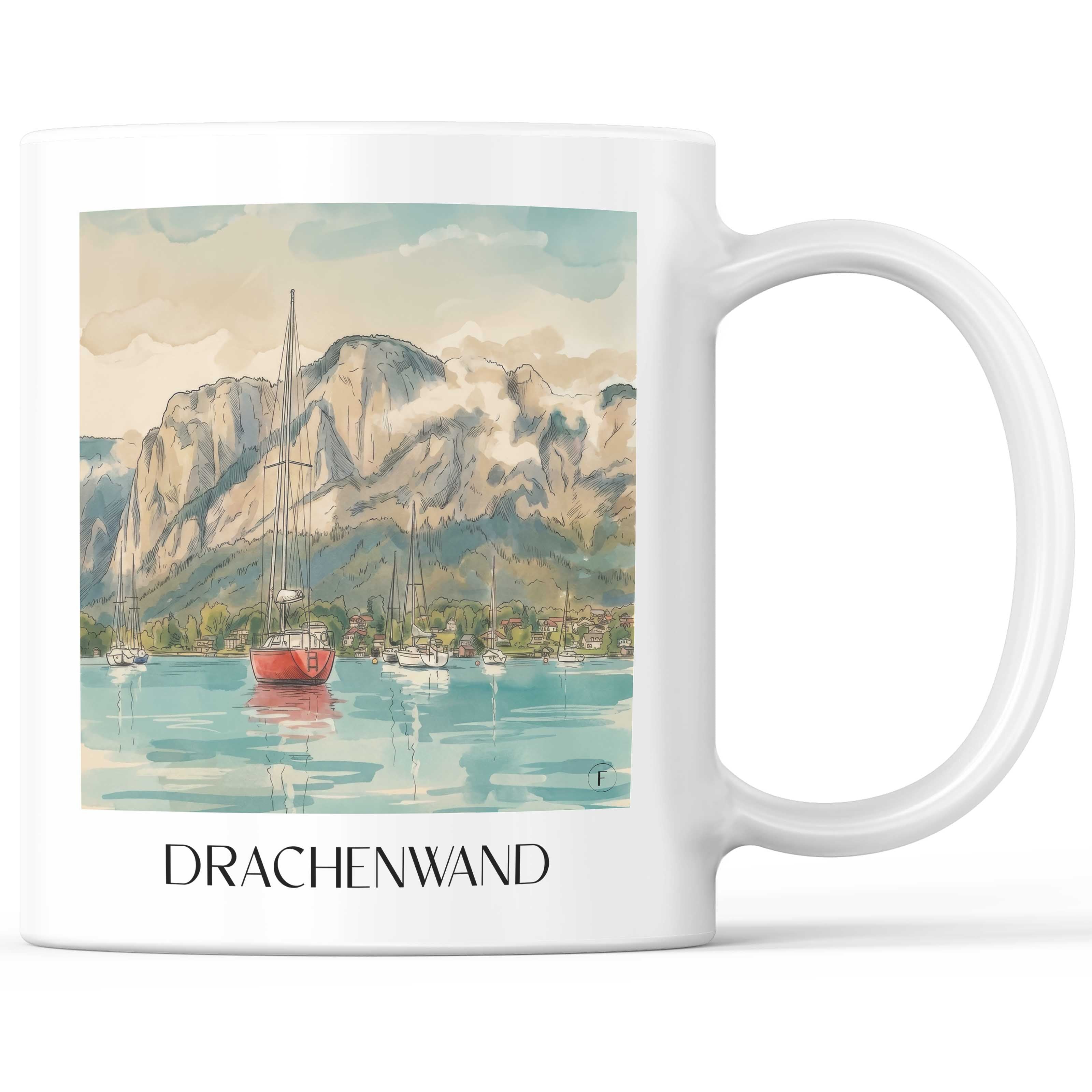 drachenwand-mondsee-österreich-kaffeebecher-aquarell