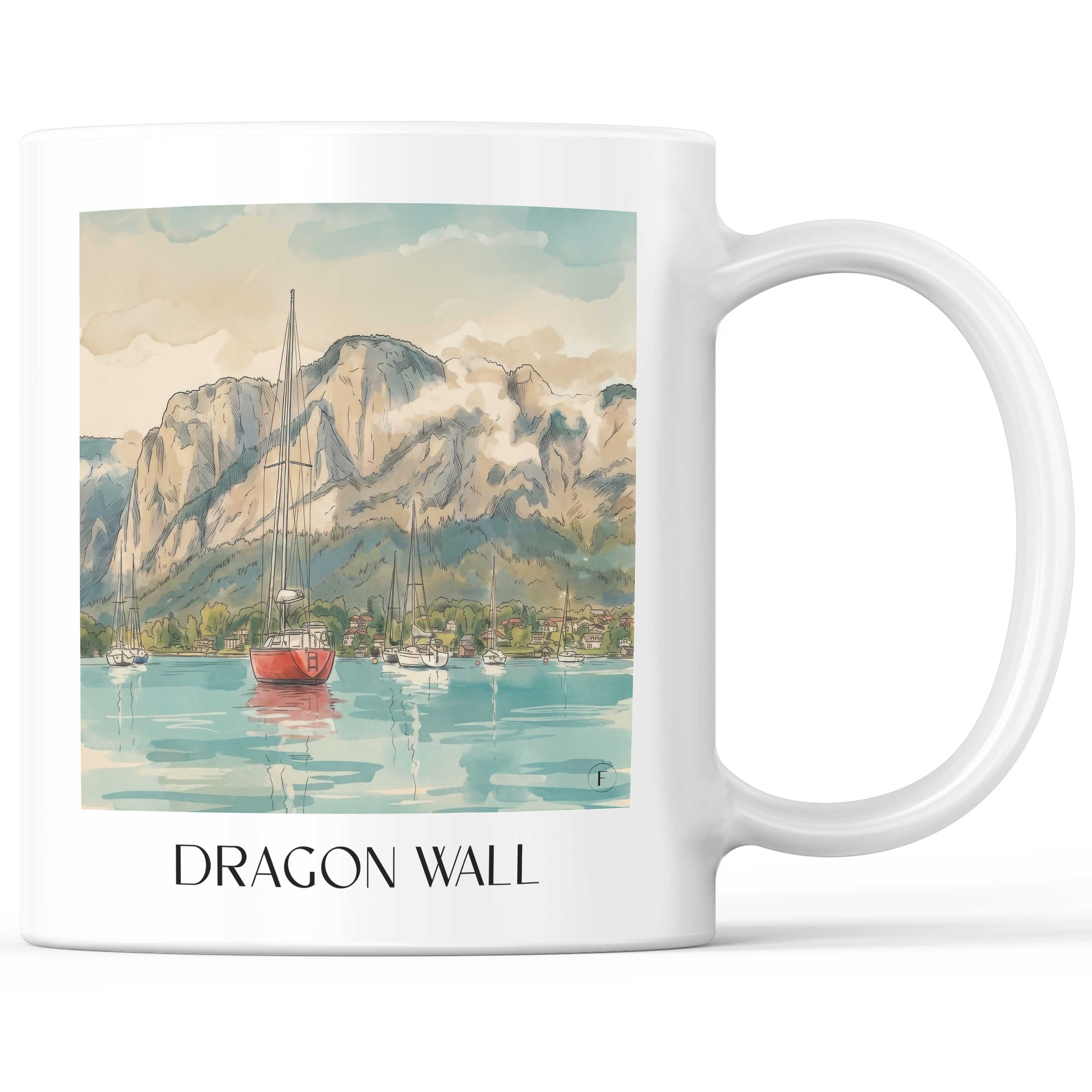 Drachenwand Kaffeebecher - Mondsee - Österreich Becher - Kaffeetasse im Aquarell Stil - favplace
