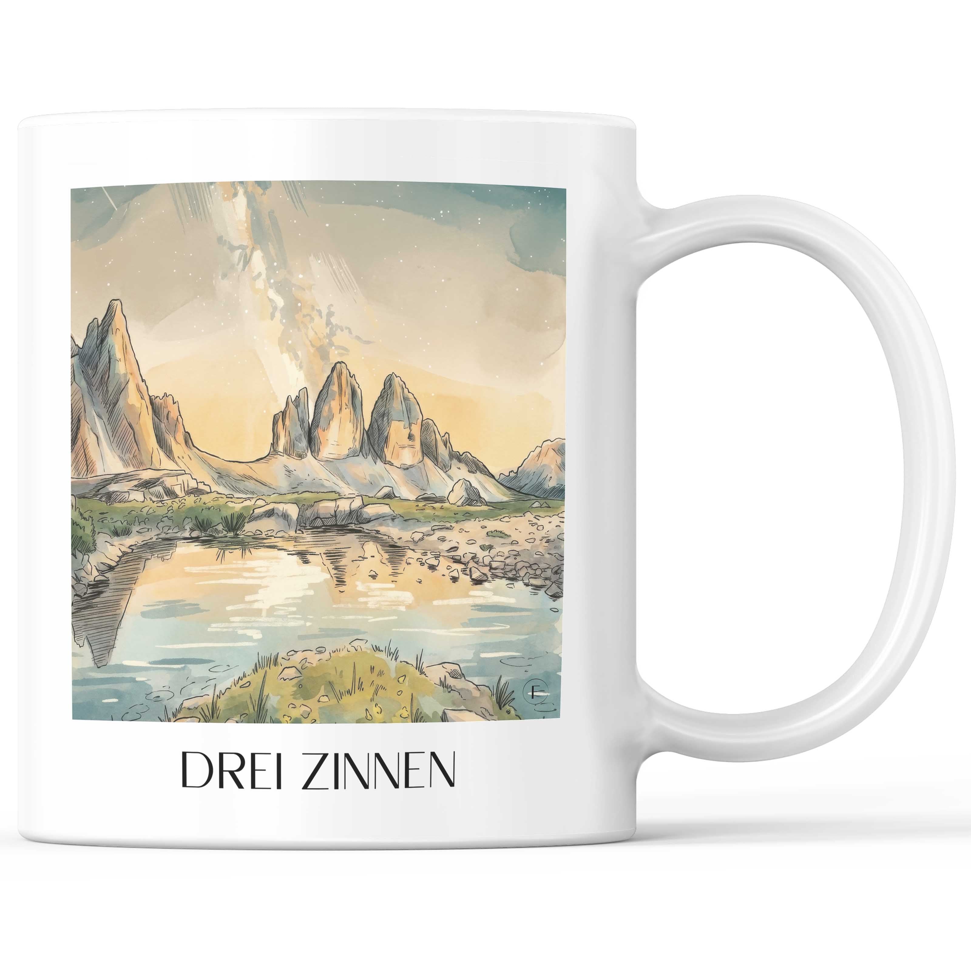 drei-zinnen-sextner-dolomiten-italien-kaffeebecher-aquarell