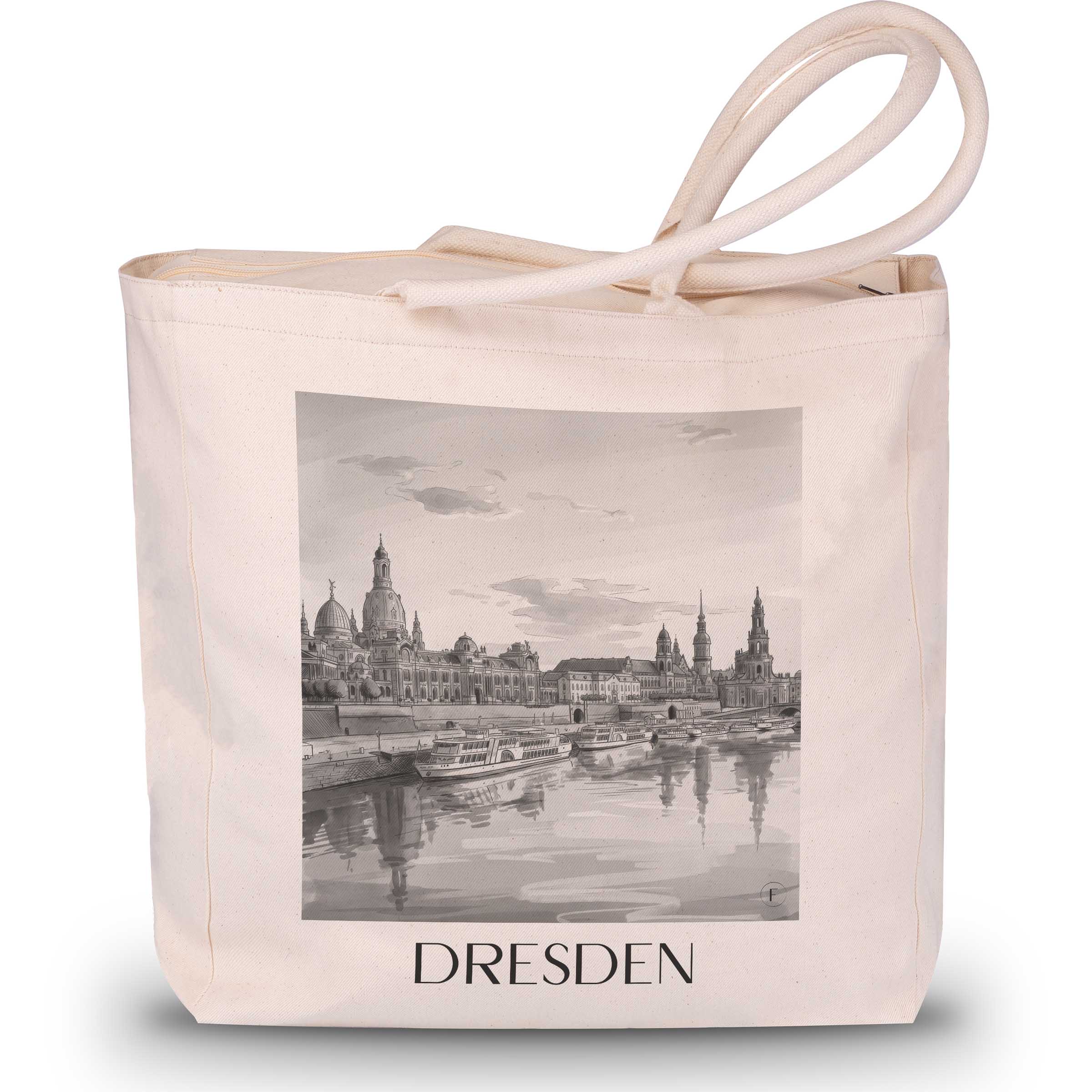 Dresden - Deutschland Tote Bag - Einkaufstasche im Aquarell Schwarz-Weiß Stil - favplace