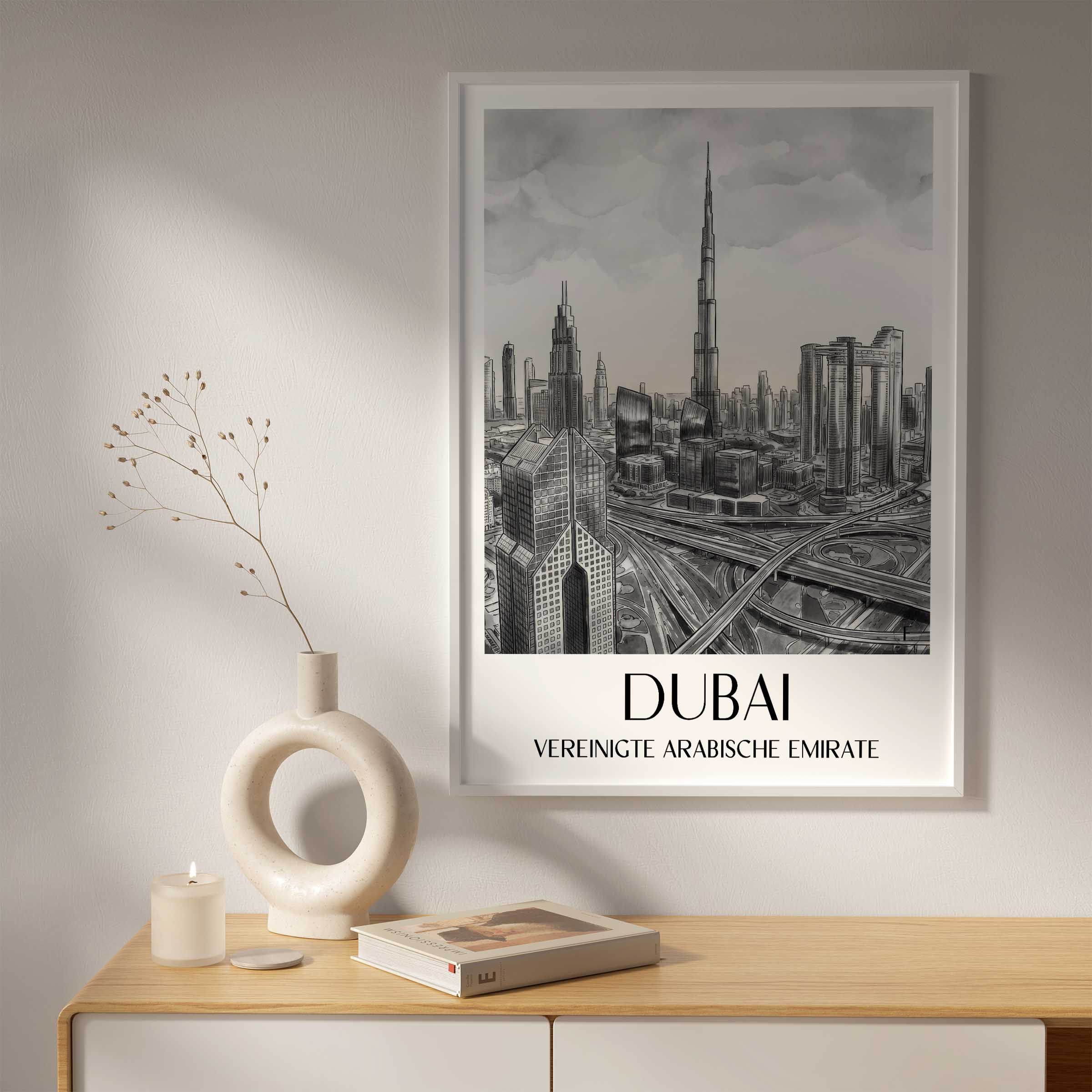dubai-vereinigte-arabische-emirate-poster-aquarell-schwarz-weiss