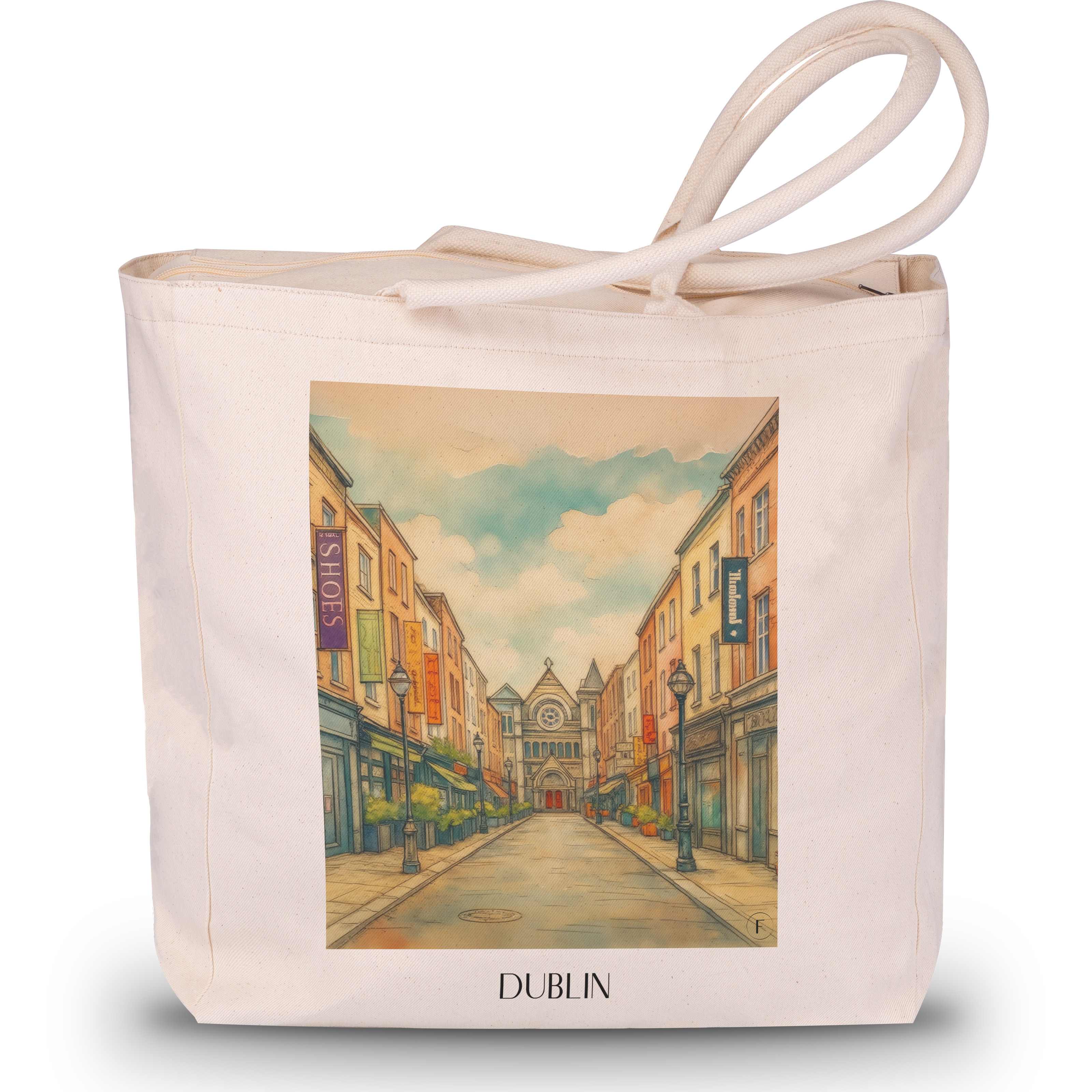Dublin - Irland Tote Bag - Einkaufstasche im Aquarell Stil - favplace