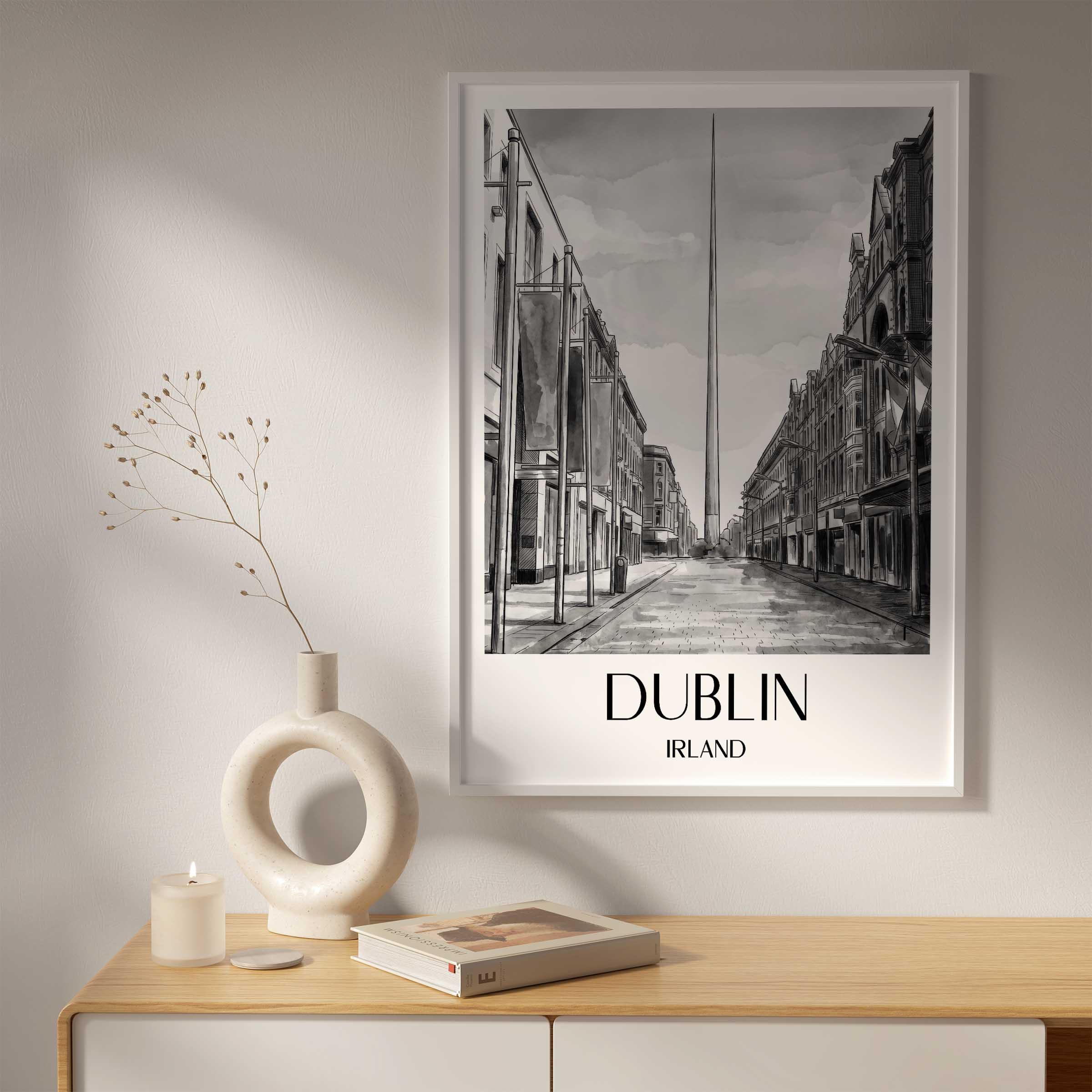 dublin-irland-poster-aquarell-schwarz-weiss