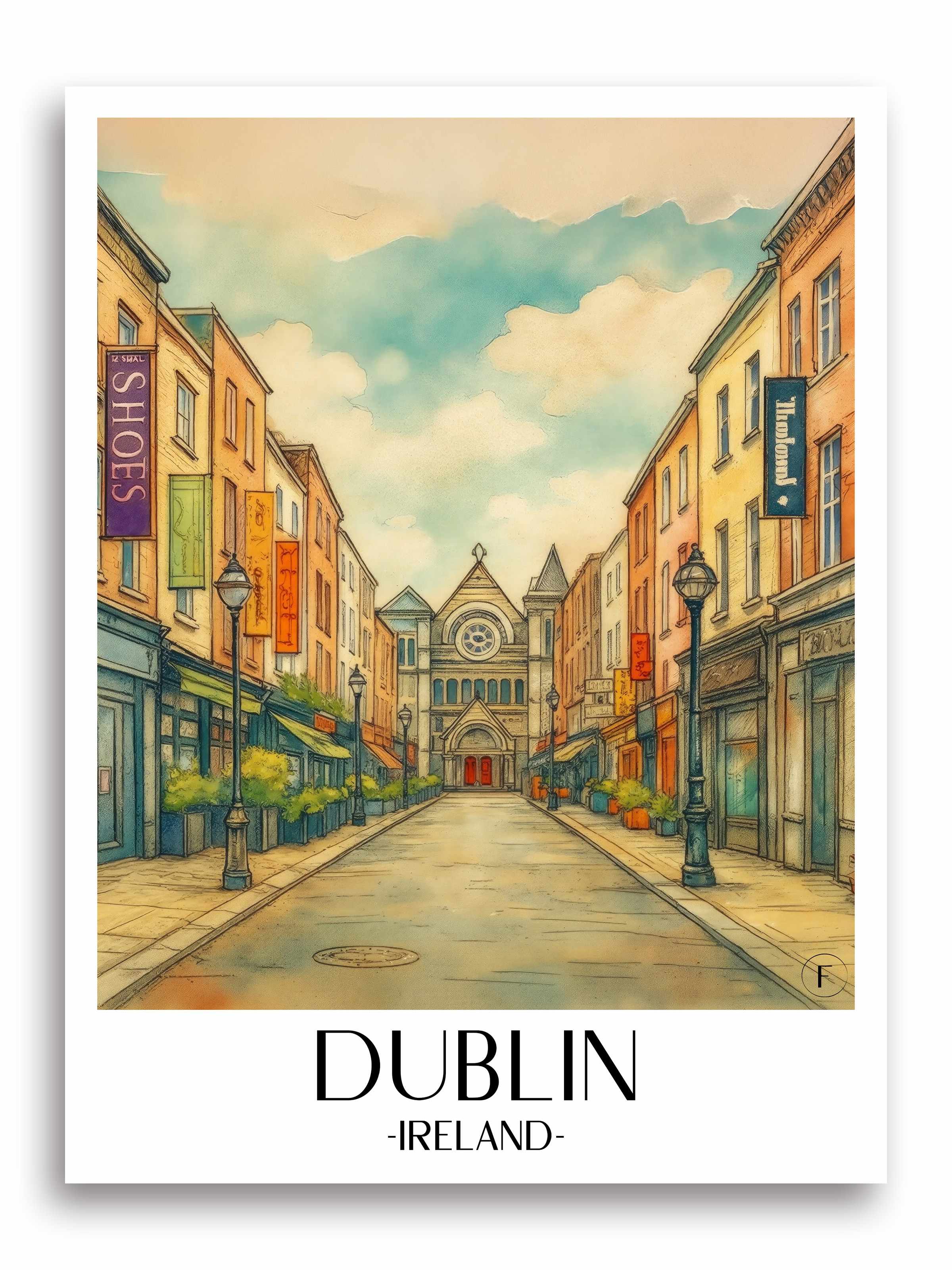 Dublin Poster - Irland Kunstdruck - Aquarell von A4 bis A1 - favplace